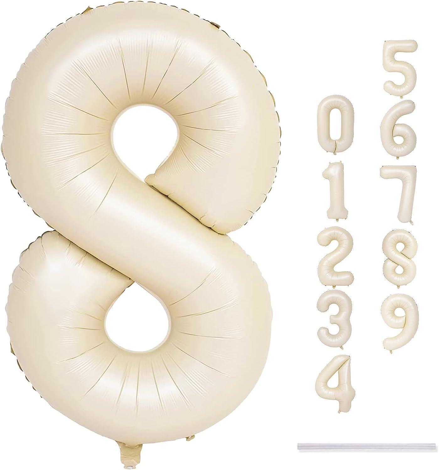 8 Rakam Krem Folyo Balon 34 inç 76-82 cm