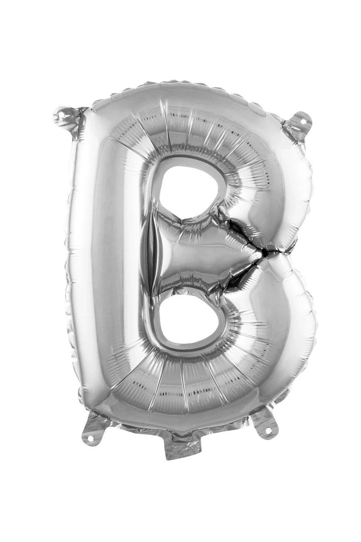 B Harf Gümüş Folyo Balon16 İnç 36 cm