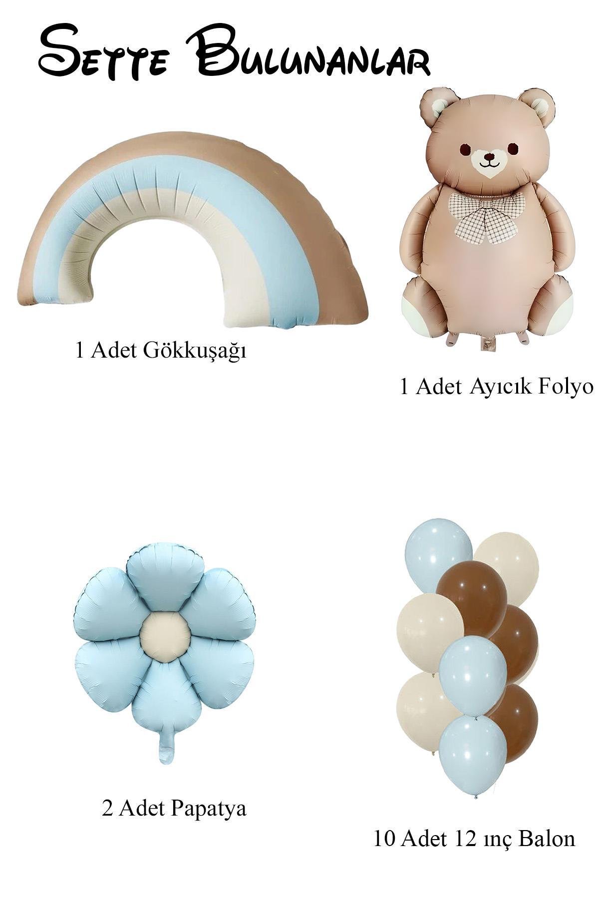 Baby Shower Retro Papatya Temalı Erkek Bebek Kutlama Seti