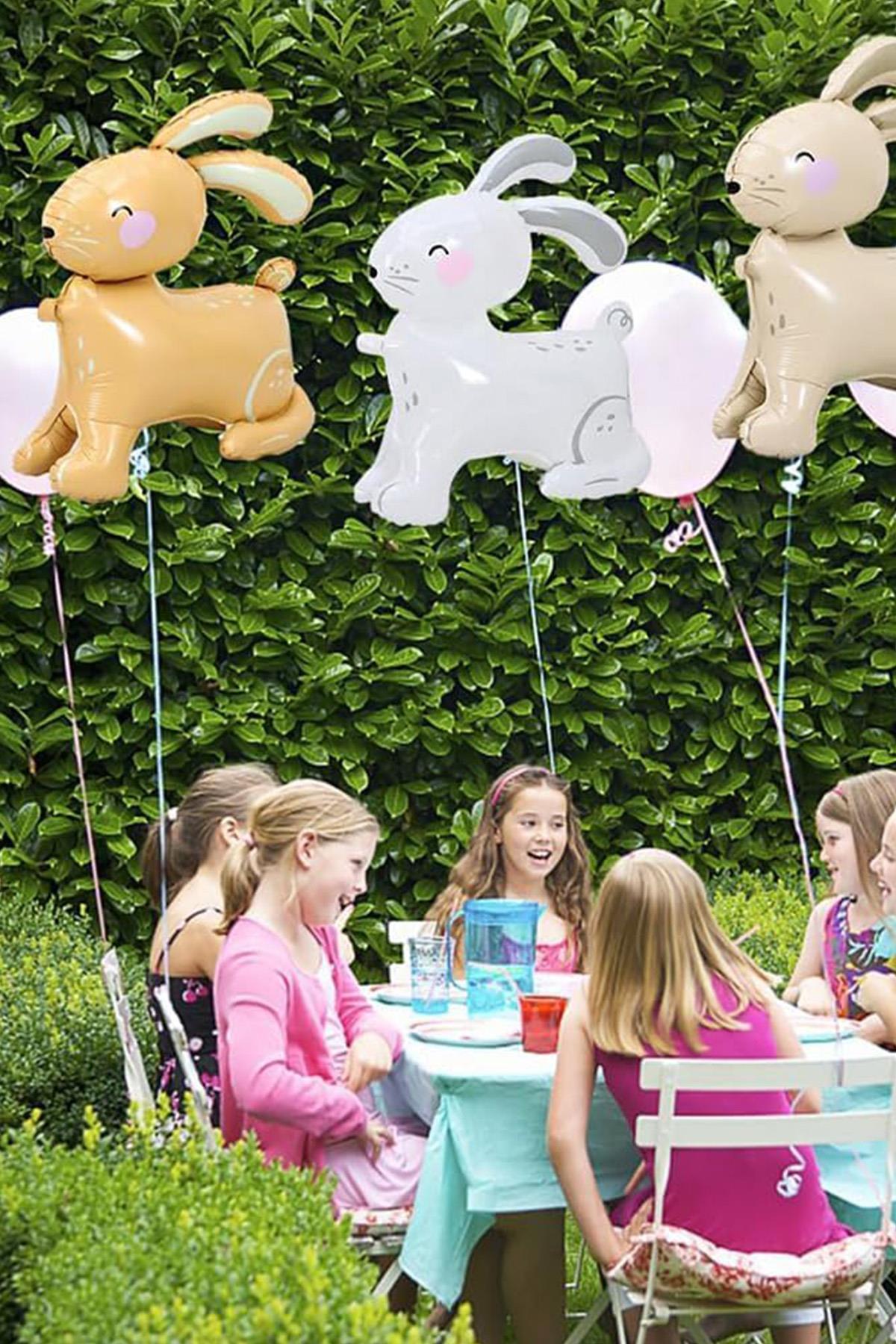 Bej 3D Büyük Boy Tavşan Folyo Balon