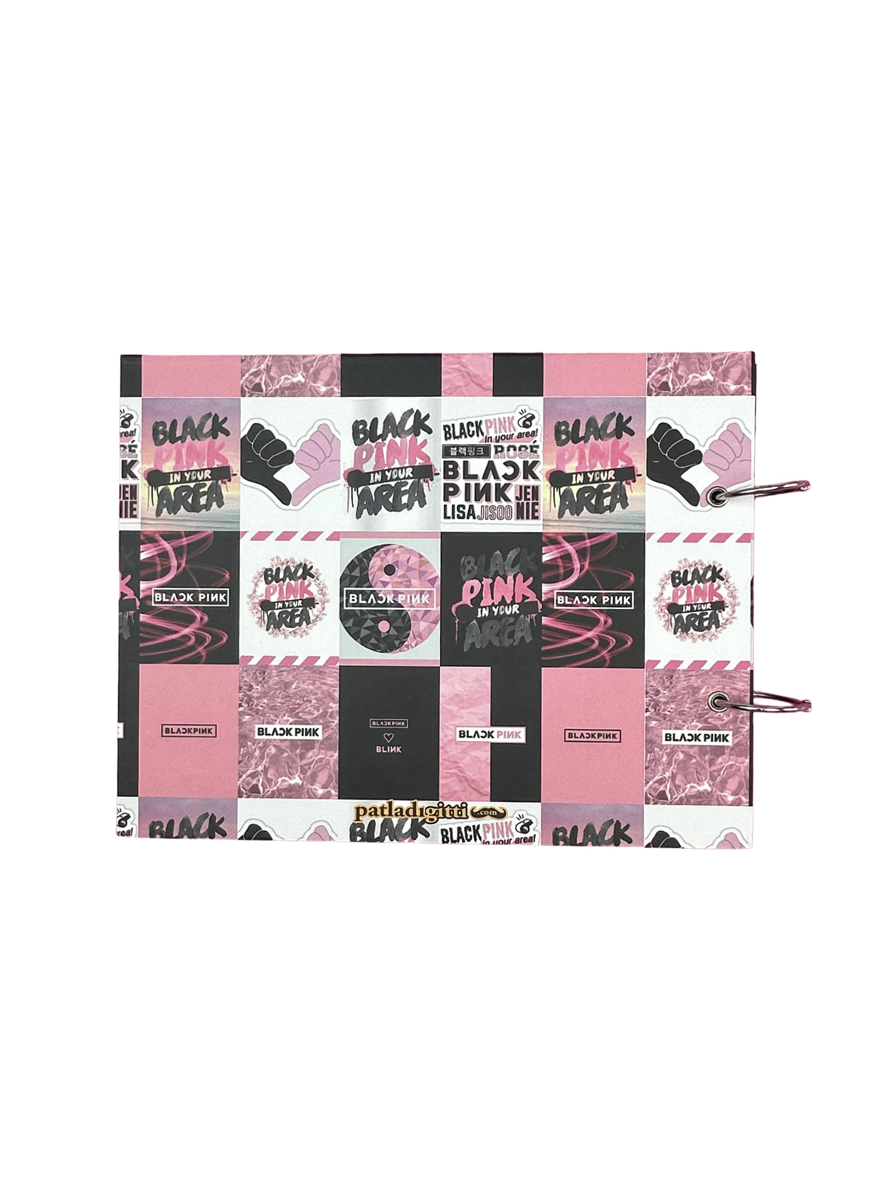 Black Pink Tasarımlı Fotoğraf Albümü Anı Defteri; Beyaz Kalem ve Yapıştırıcı Hediyeli