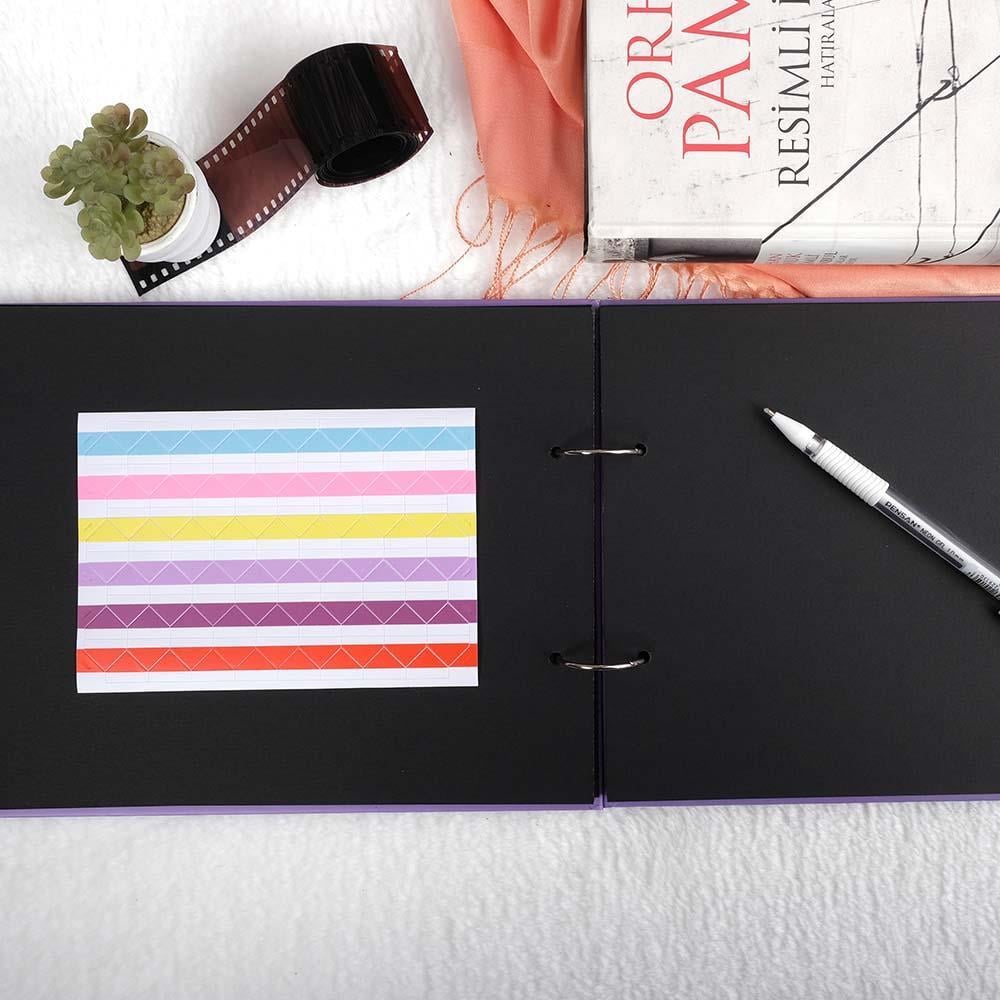 Black Pink Tasarımlı Fotoğraf Albümü Anı Defteri; Beyaz Kalem ve Yapıştırıcı Hediyeli