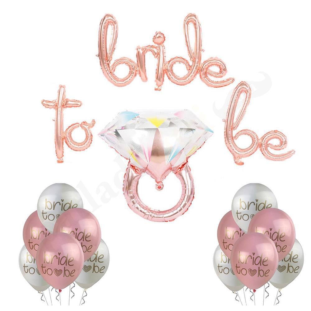 Bride To Be Balon Set; Baskılı Balon, Rose Gold Folyo ve Tek Taş Yüzük