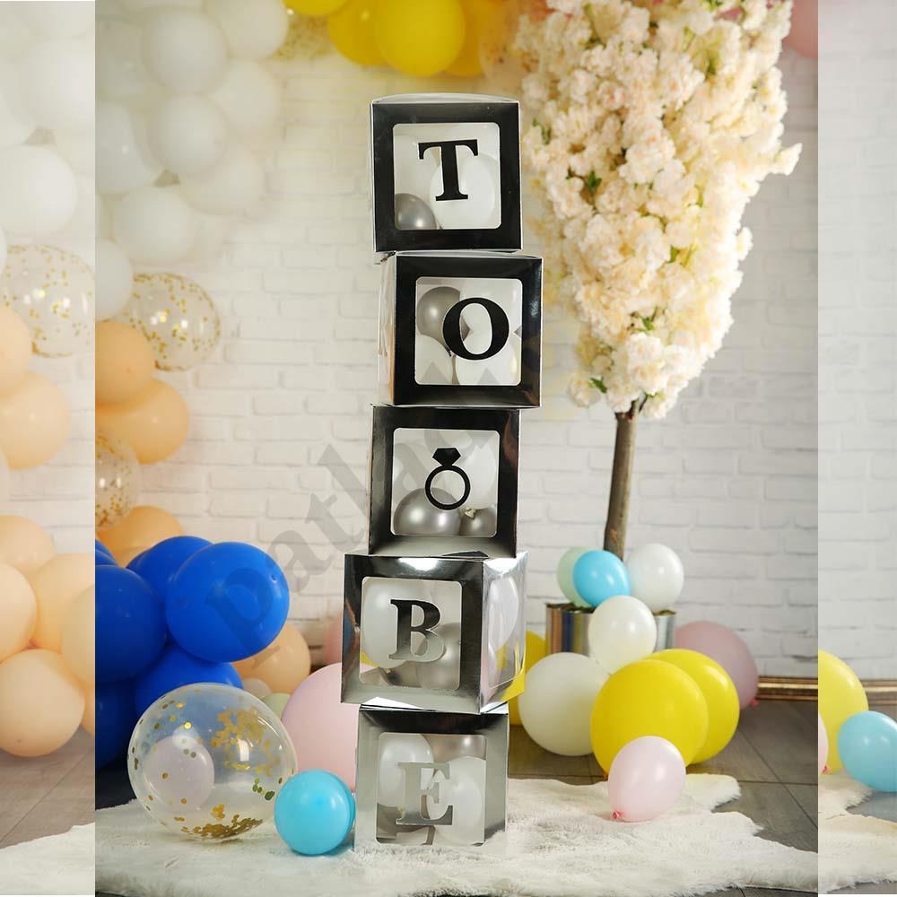 Bride To Be Yazılı Büyük Boy 25 cm Gümüş Kutu ve Balon Seti Nişan Kına Parti Kutlama Seti