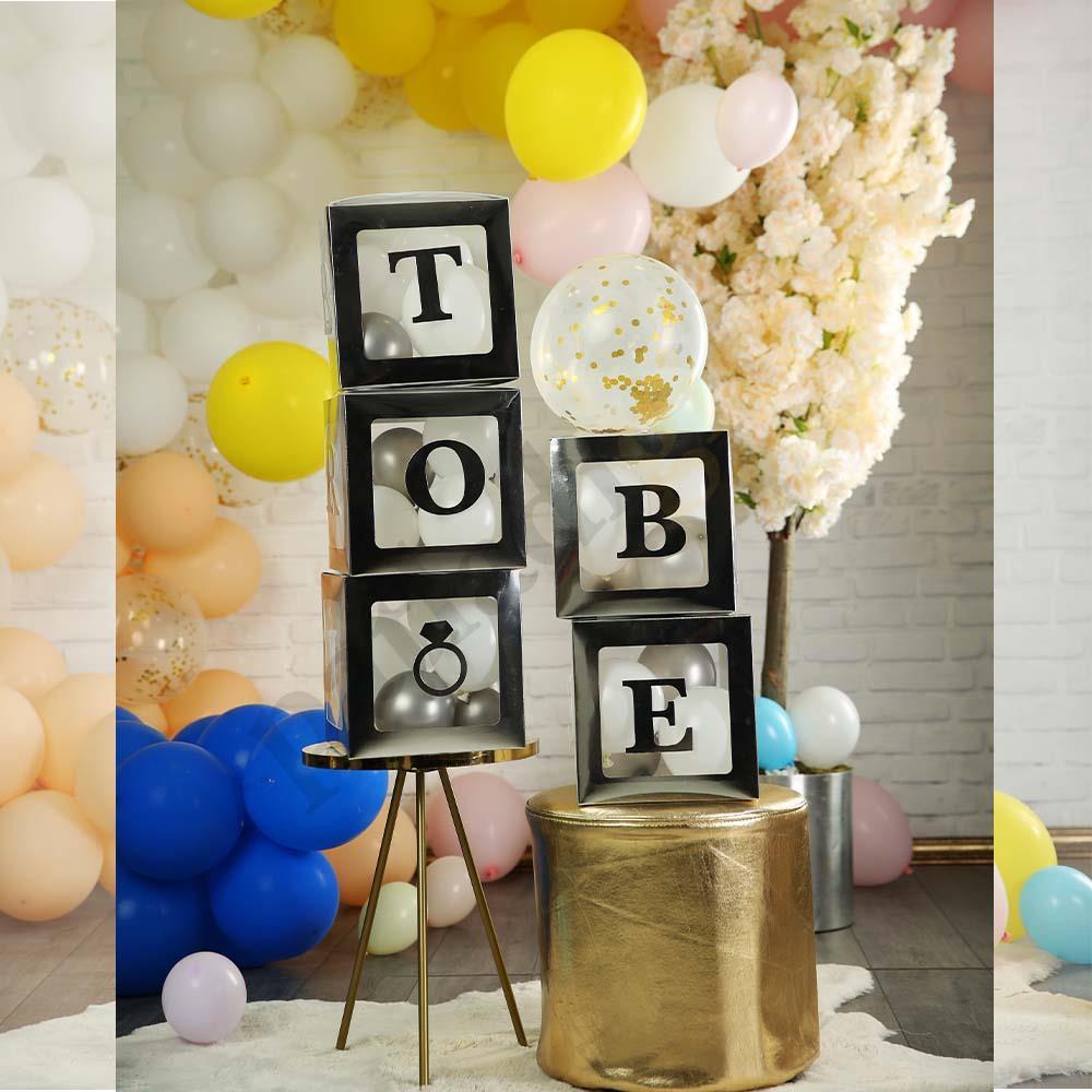 Bride To Be Yazılı Büyük Boy 25 cm Gümüş Kutu ve Balon Seti Nişan Kına Parti Kutlama Seti