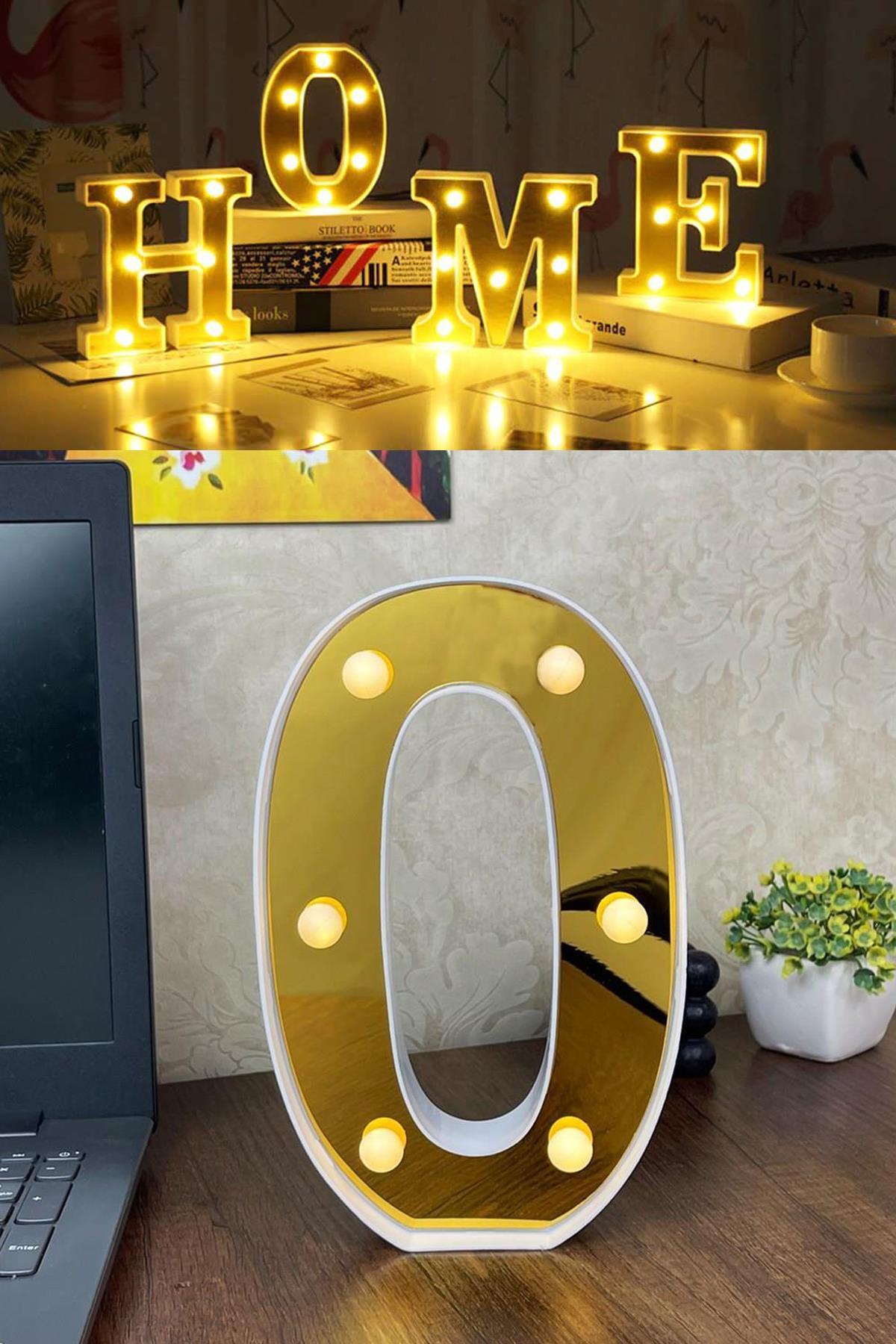 Dekoratif Led Işıklı 3D 0 Rakamı Büyük Boy Organizasyon Doğum Günü Kutlama