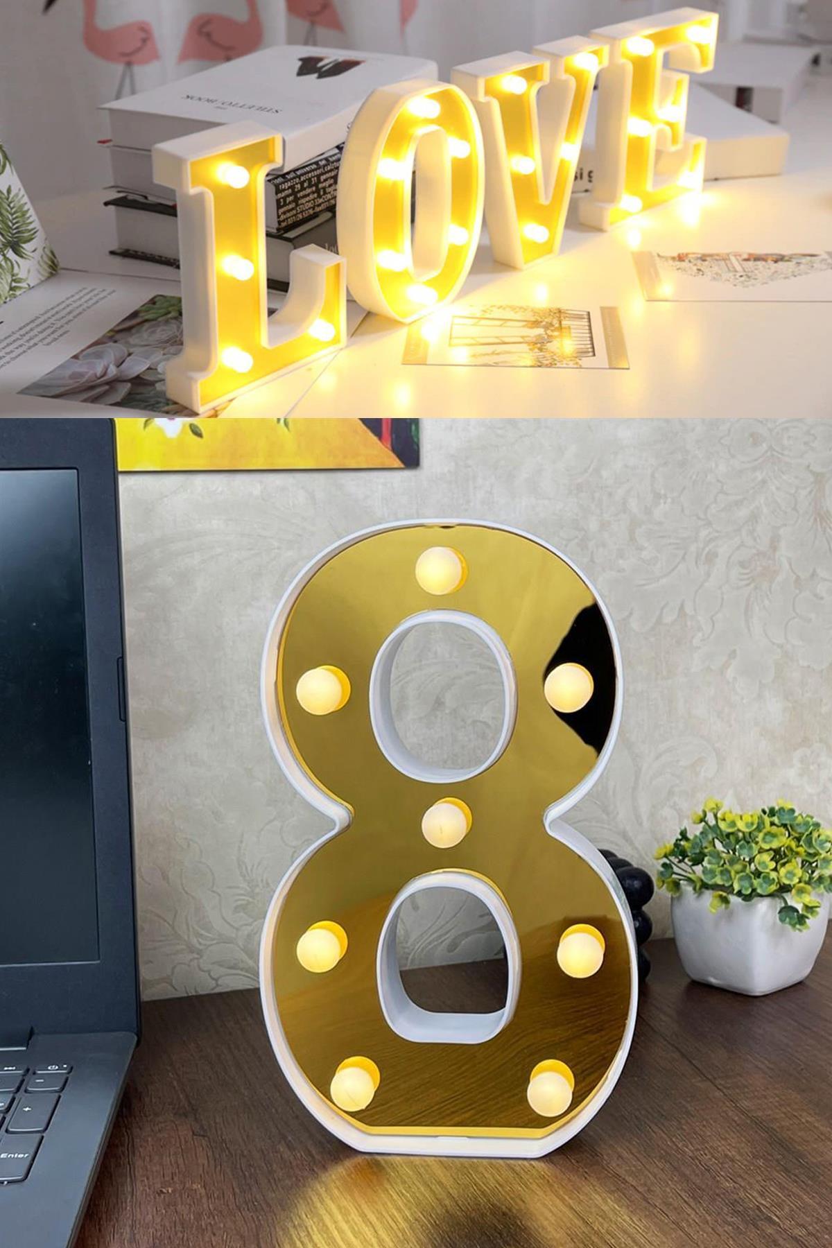 Dekoratif Led Işıklı 3D 8 Rakamı Büyük Boy Organizasyon Doğum Günü Kutlama
