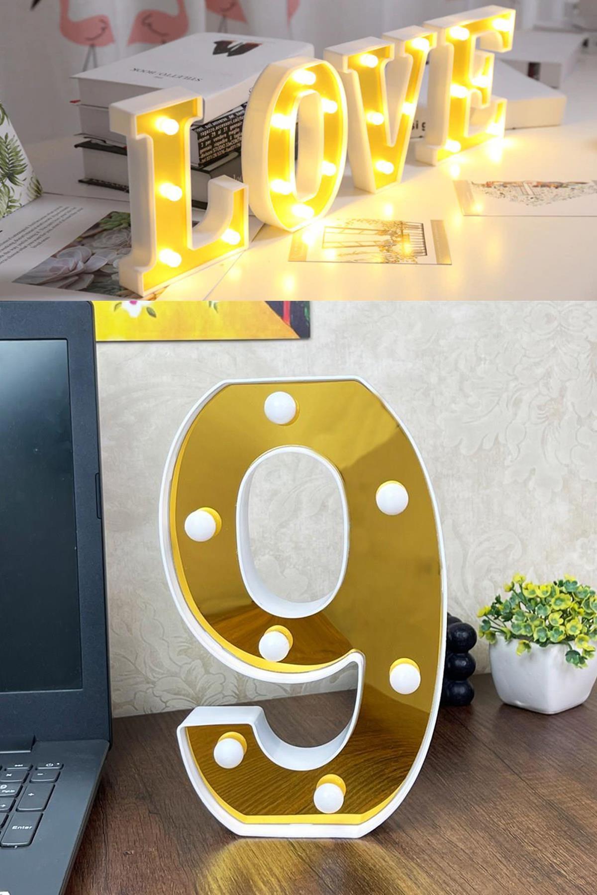Dekoratif Led Işıklı 3D 9 Rakamı Büyük Boy Organizasyon Doğum Günü Kutlama
