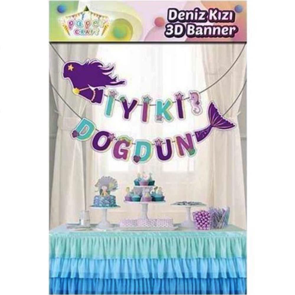 Deniz Kızı Figürlü İyi Ki Doğdun 3D Banner