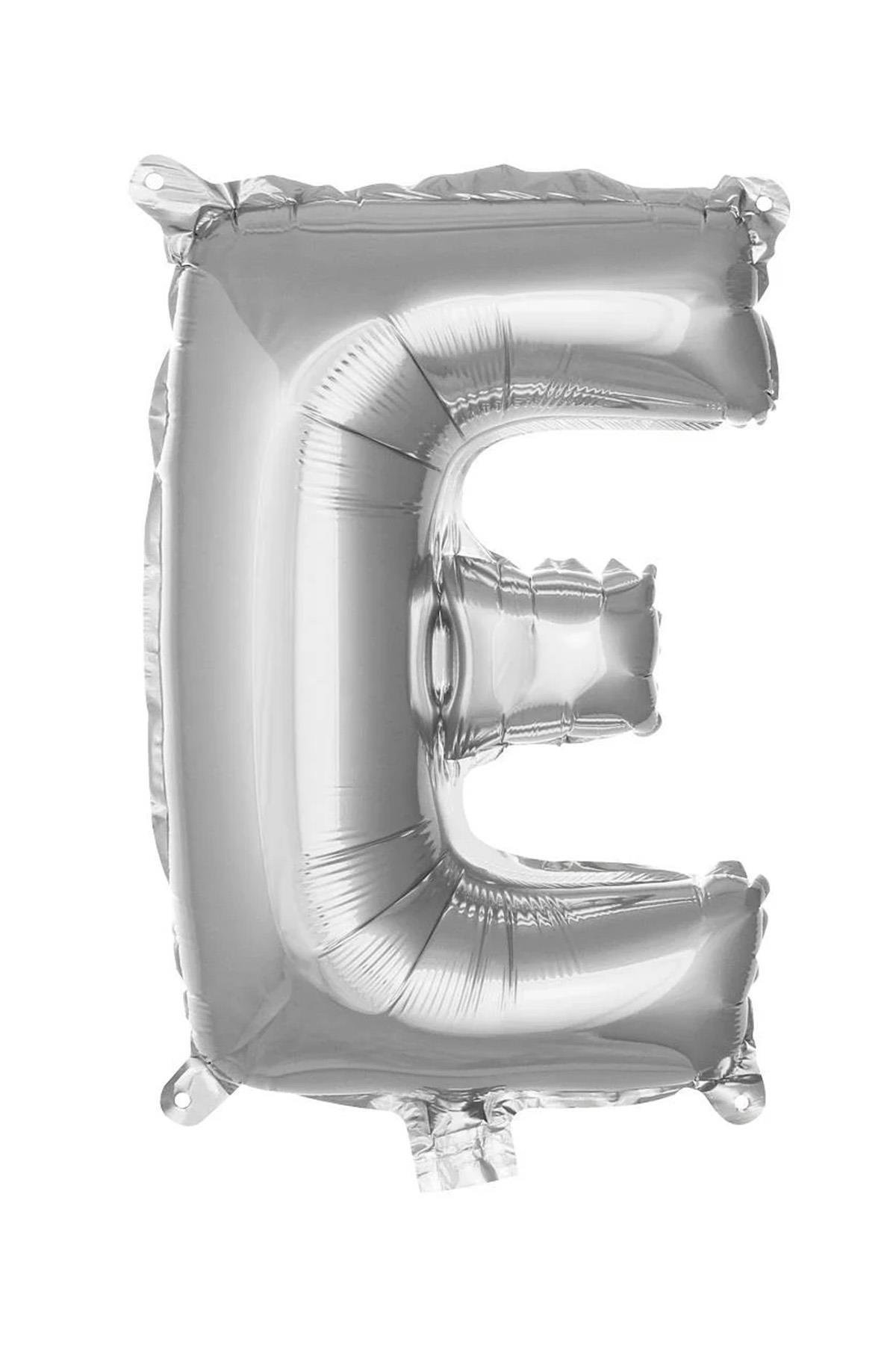 E Harf Gümüş Folyo Balon16 İnç 36 cm