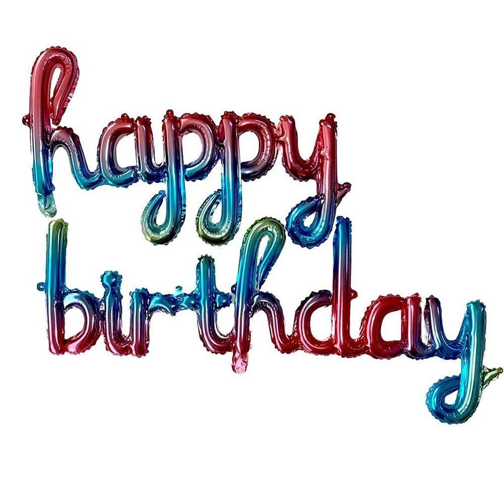 El Yazılı 16 İnç Happy Birthday Gökkuşağı Balon Set 