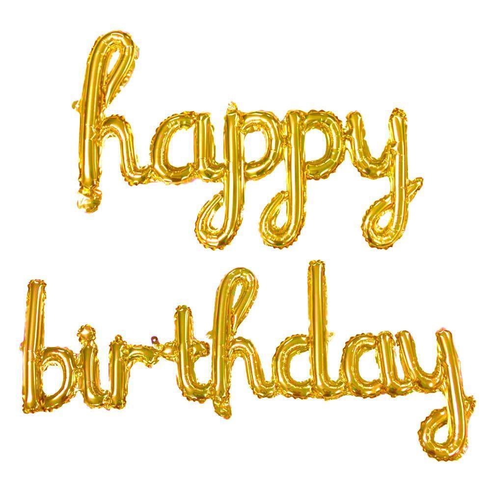 El Yazılı 16 İnç Happy Birthday Gold Balon Set 