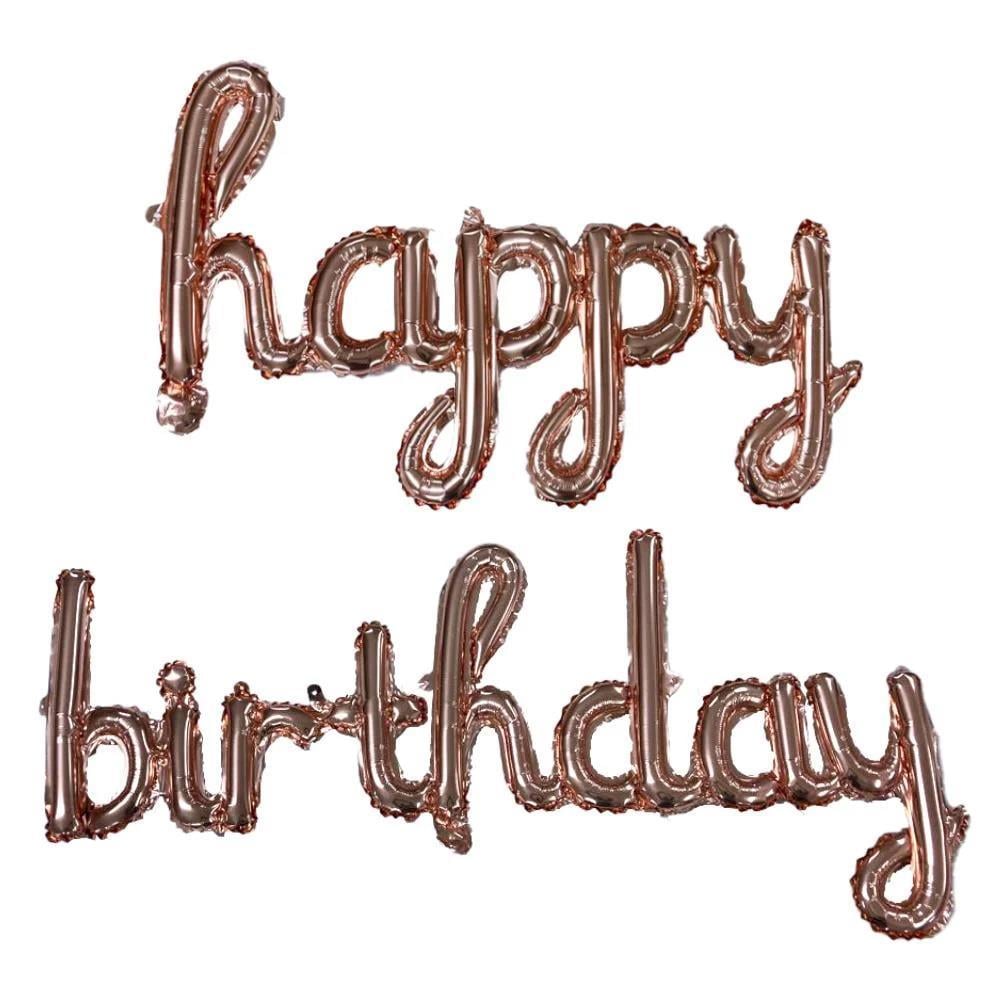 El Yazılı 16 İnç Happy Birthday Rose Gold Balon Set 