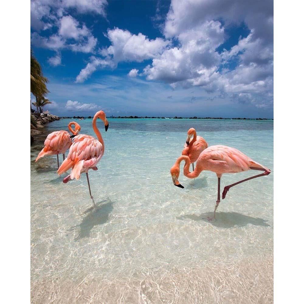 Flamingo Cenneti Kanvas Bez Çerçevesiz Sayılarla Boyama Hobi Seti 40x50 cm