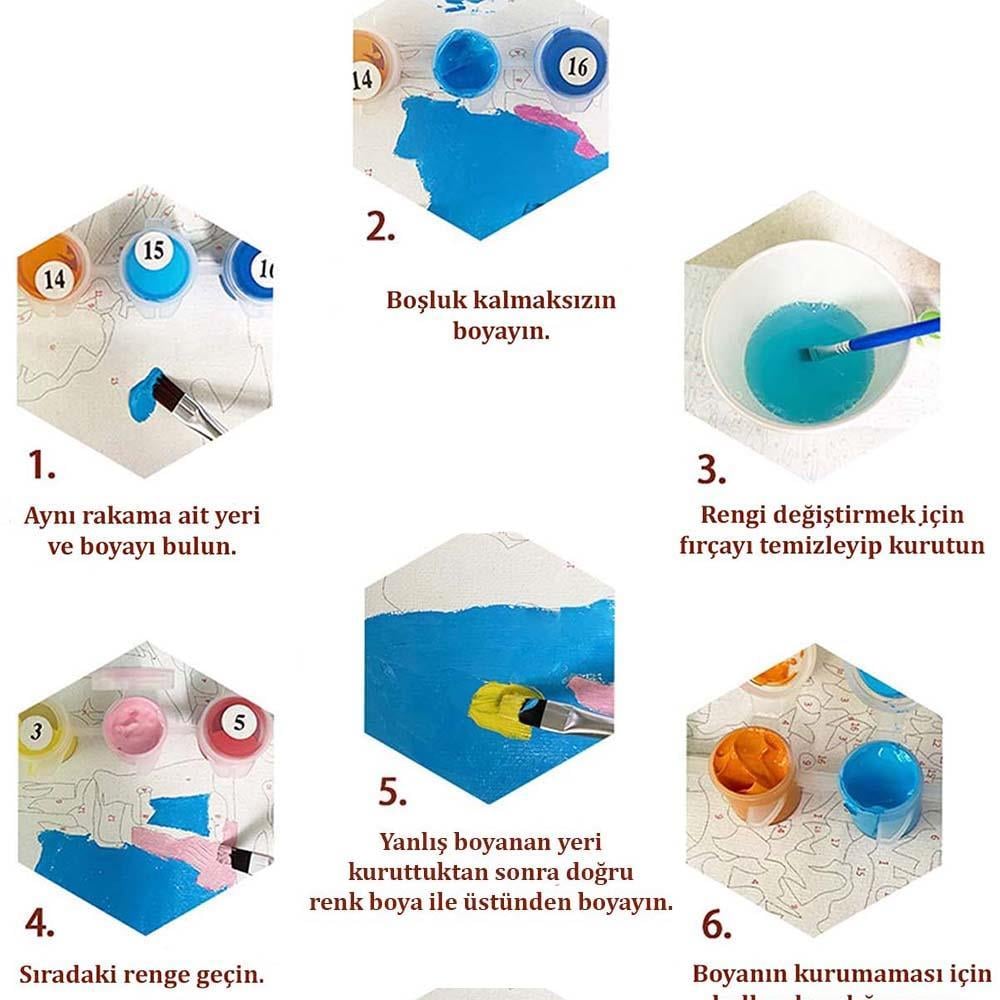 Gizemli Orman ve Geyik Sayılarla Boyama Çerçeveli Hobi Seti 60x75 cm