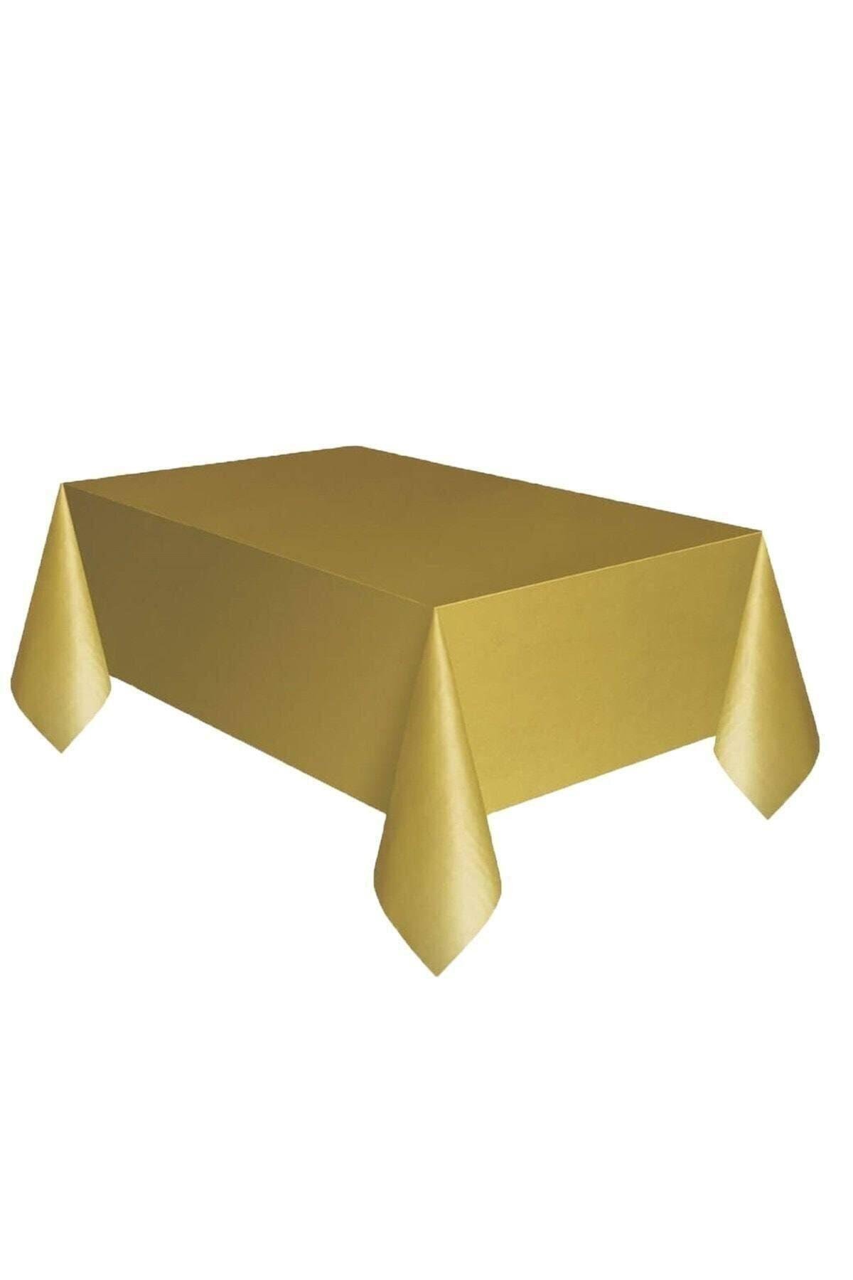 Gold Renk Kullan At 120x180 Cm Doğum Günü Partisi Için Düz Altın Rengi Plastik Masa Örtüsü