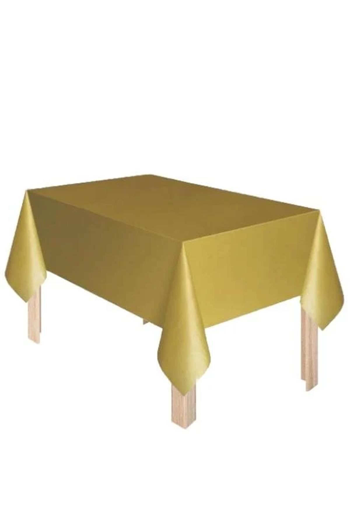 Gold Renk Kullan At 120x180 Cm Doğum Günü Partisi Için Düz Altın Rengi Plastik Masa Örtüsü