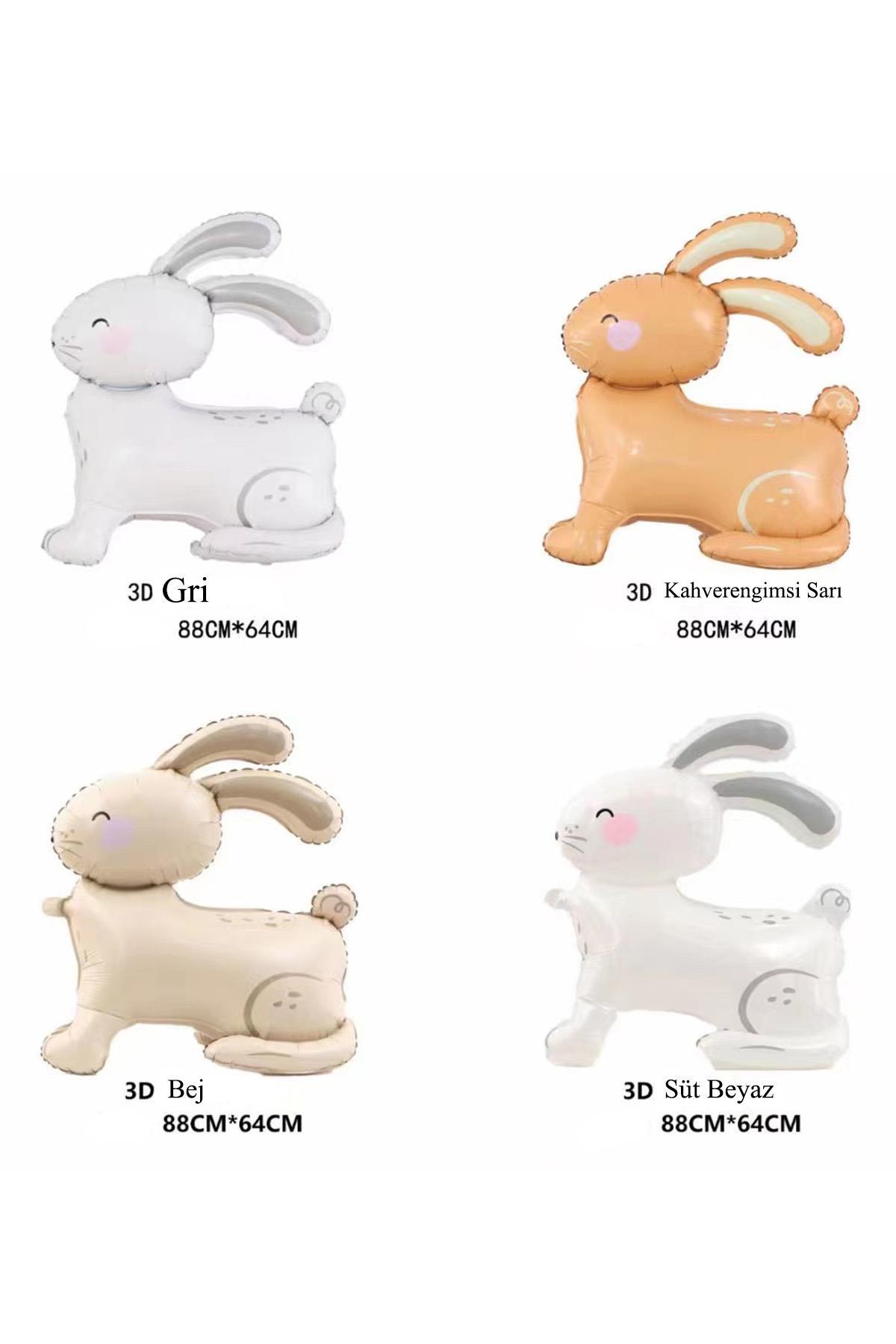 Gri 3D Büyük Boy Tavşan Folyo Balon
