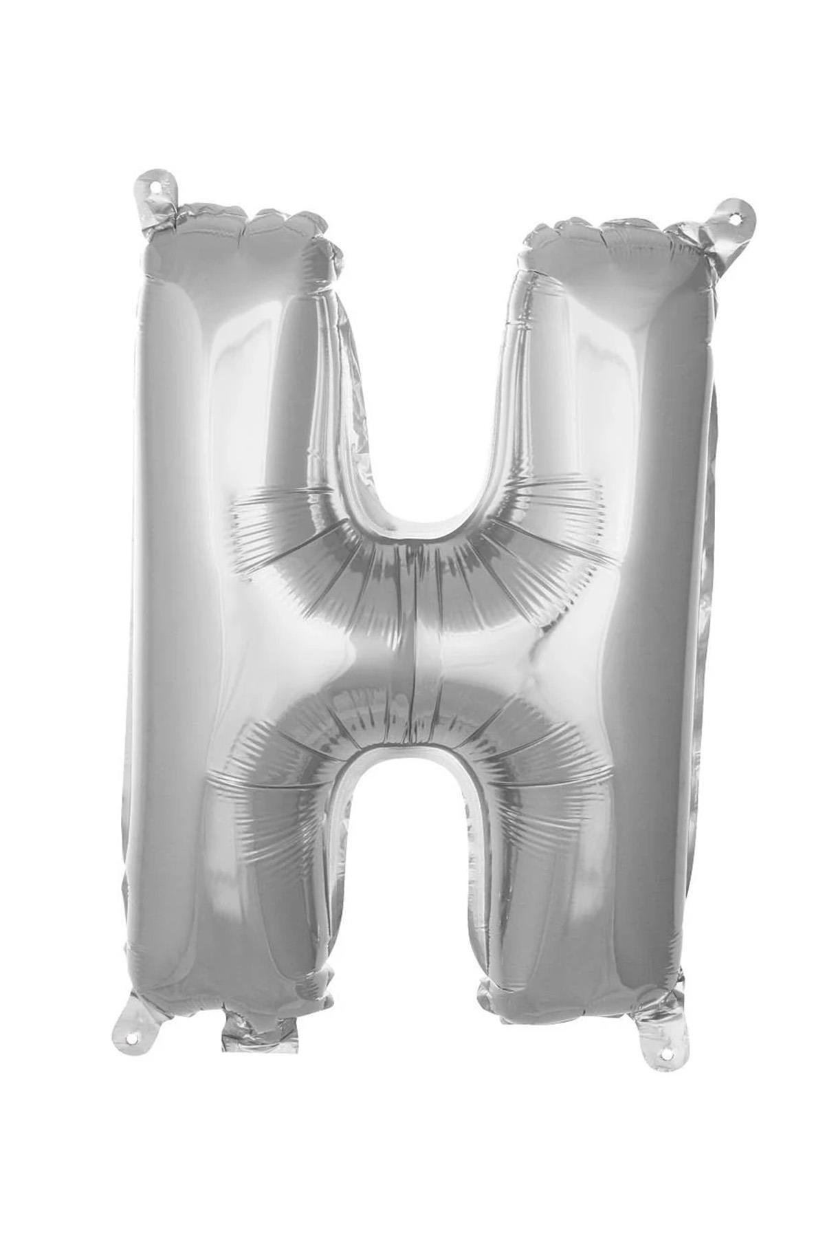 H Harf Gümüş Folyo Balon16 İnç 36 cm