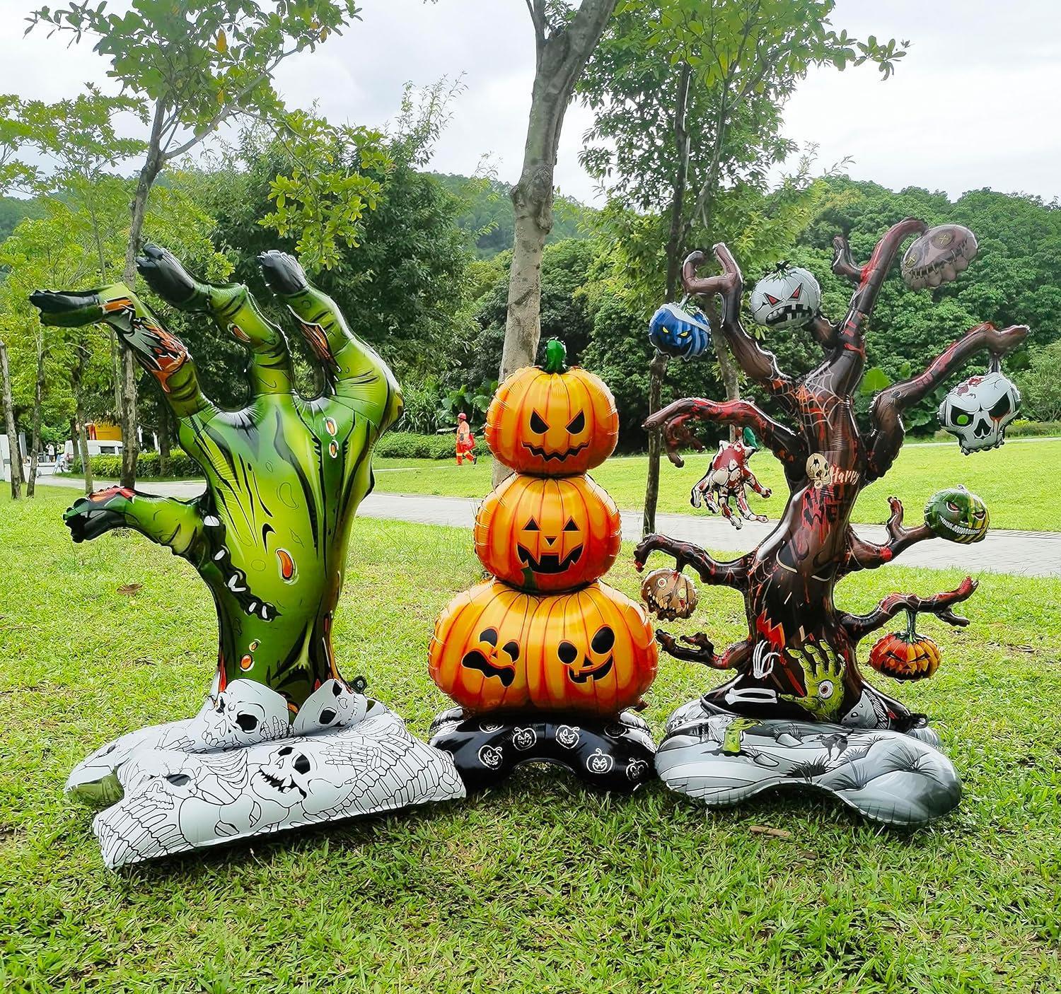 Halloween Cadılar Bayramı Balkabağı Ağacı Ayaklı Büyük Boy Folyo Balon 109X61X40 cm
