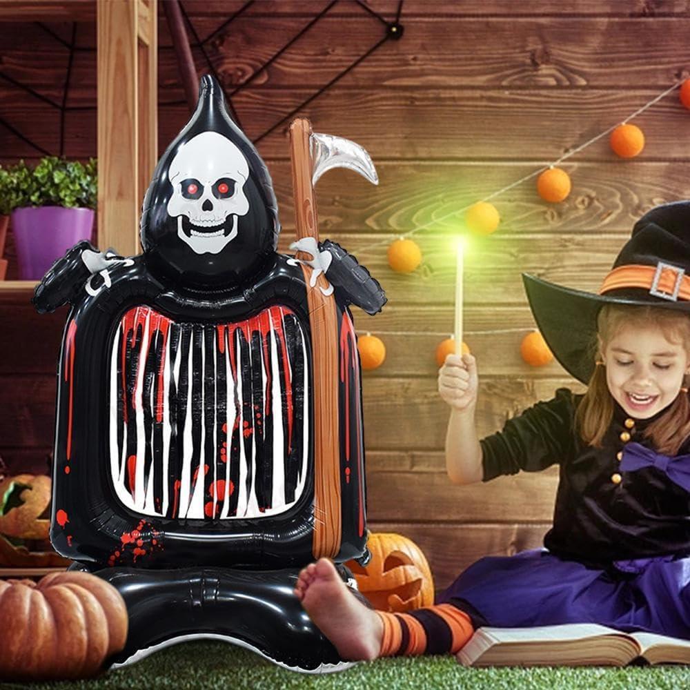 Halloween Cadılar Bayramı Kafatası Fotoğraf Çerçevesi Ayaklı Büyük Boy Folyo Balon 115X70 cm
