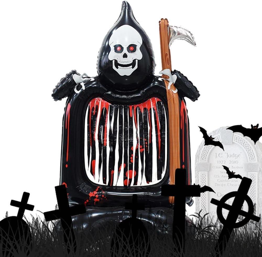Halloween Cadılar Bayramı Kafatası Fotoğraf Çerçevesi Ayaklı Büyük Boy Folyo Balon 115X70 cm