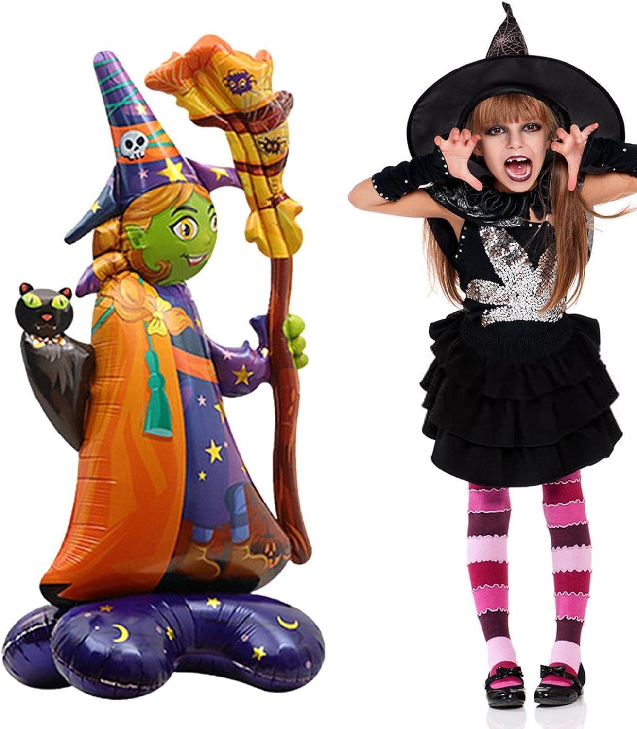Halloween Cadılar Bayramı Süpürgeli Cadı Ayaklı Büyük Boy Folyo Balon 128x65x45