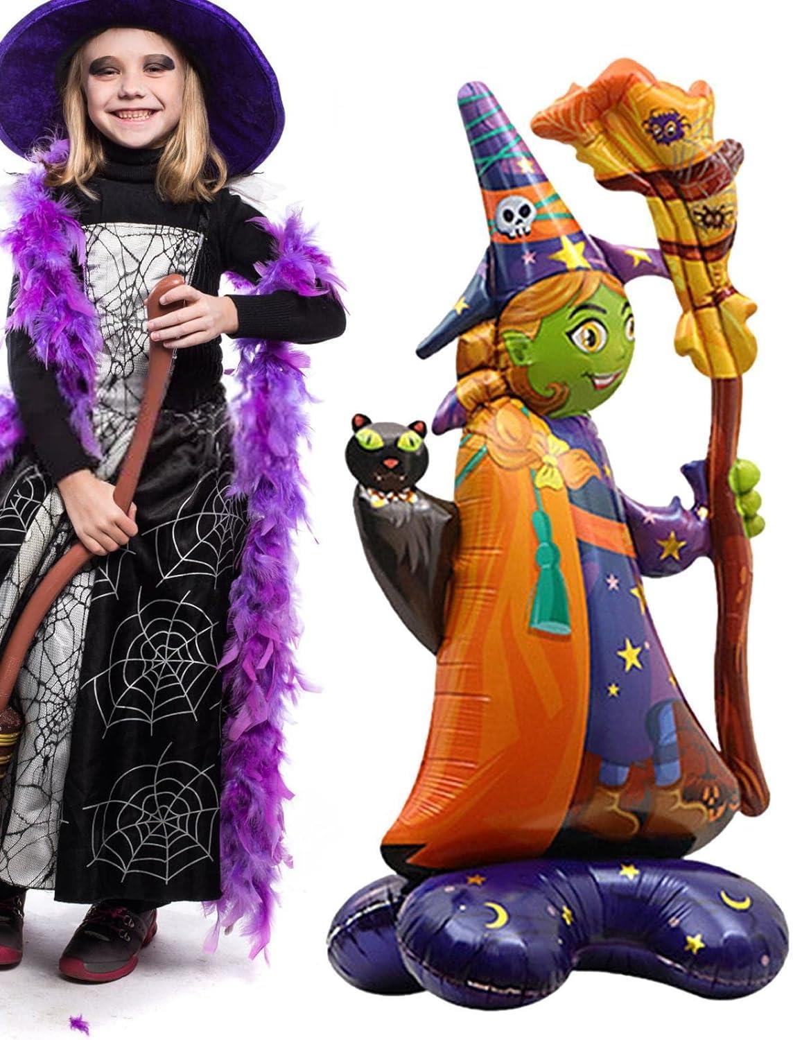 Halloween Cadılar Bayramı Süpürgeli Cadı Ayaklı Büyük Boy Folyo Balon 128x65x45