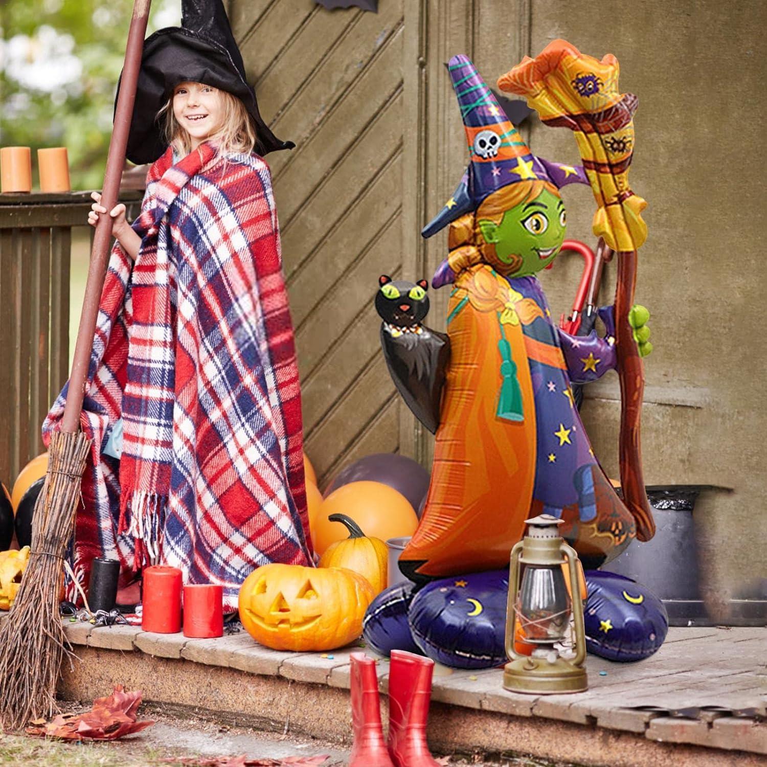 Halloween Cadılar Bayramı Süpürgeli Cadı Ayaklı Büyük Boy Folyo Balon 128x65x45