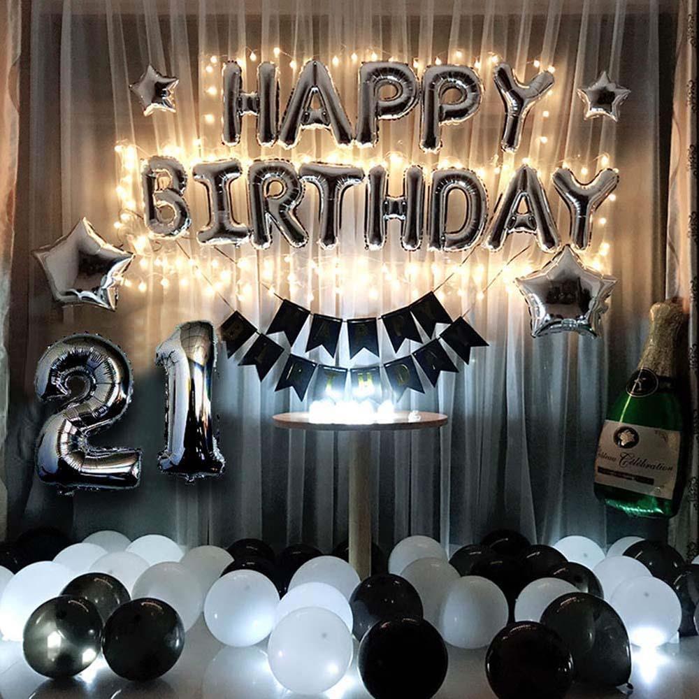 Happy Birthday Harf 13 Parça Gümüş Renk Folyo Balon Seti