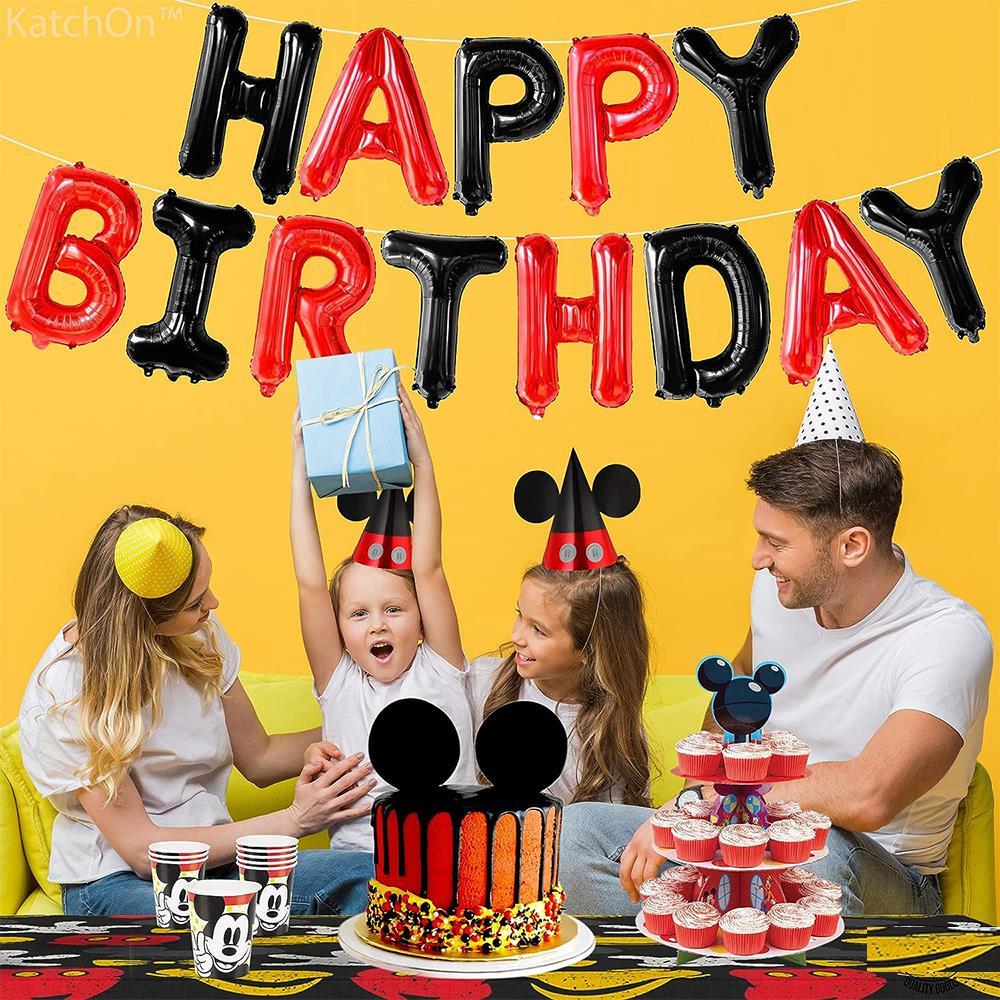 Happy Birthday Kırmızı Siyah Folyo Balon Seti