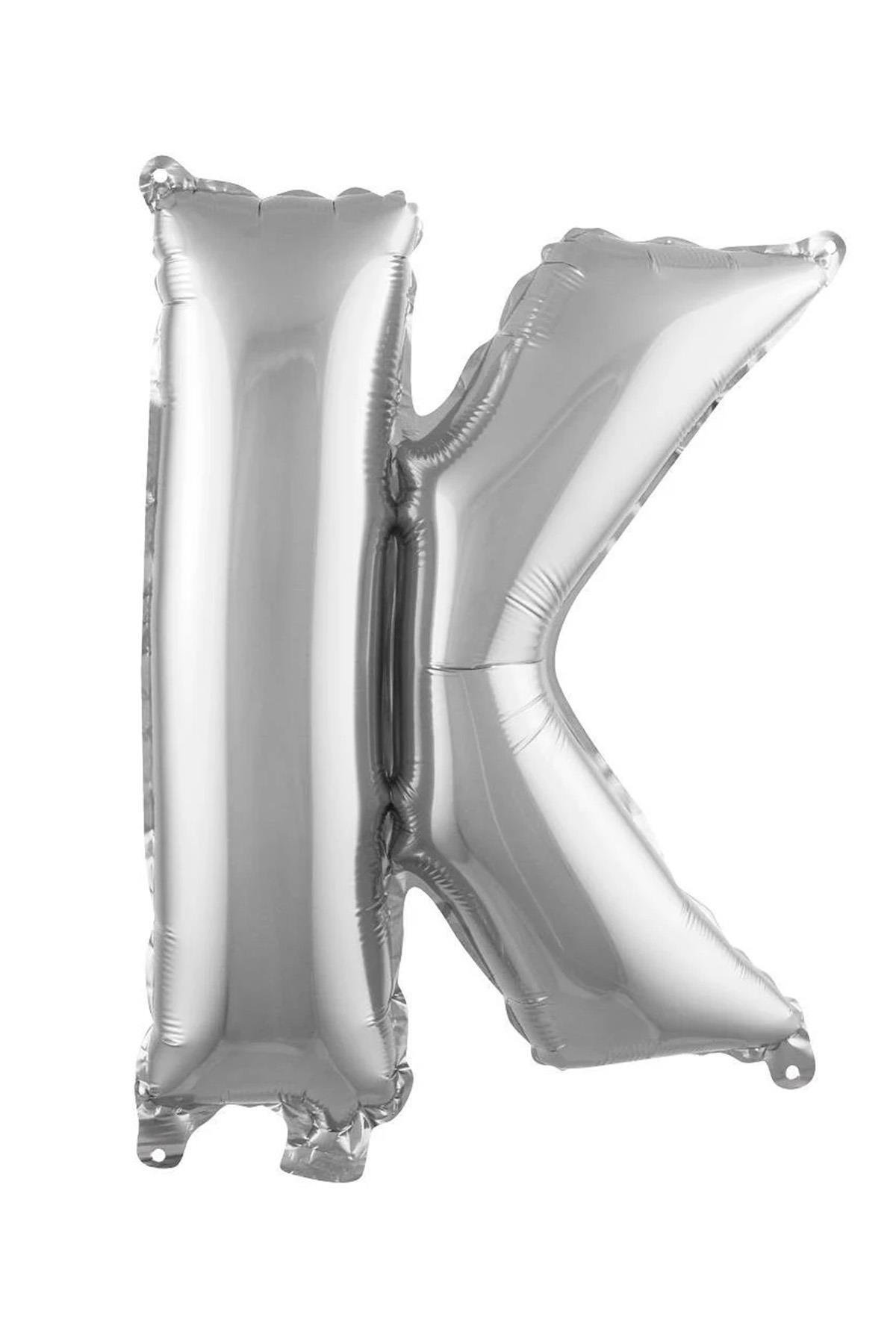 K Harf Gümüş Folyo Balon16 İnç 36 cm
