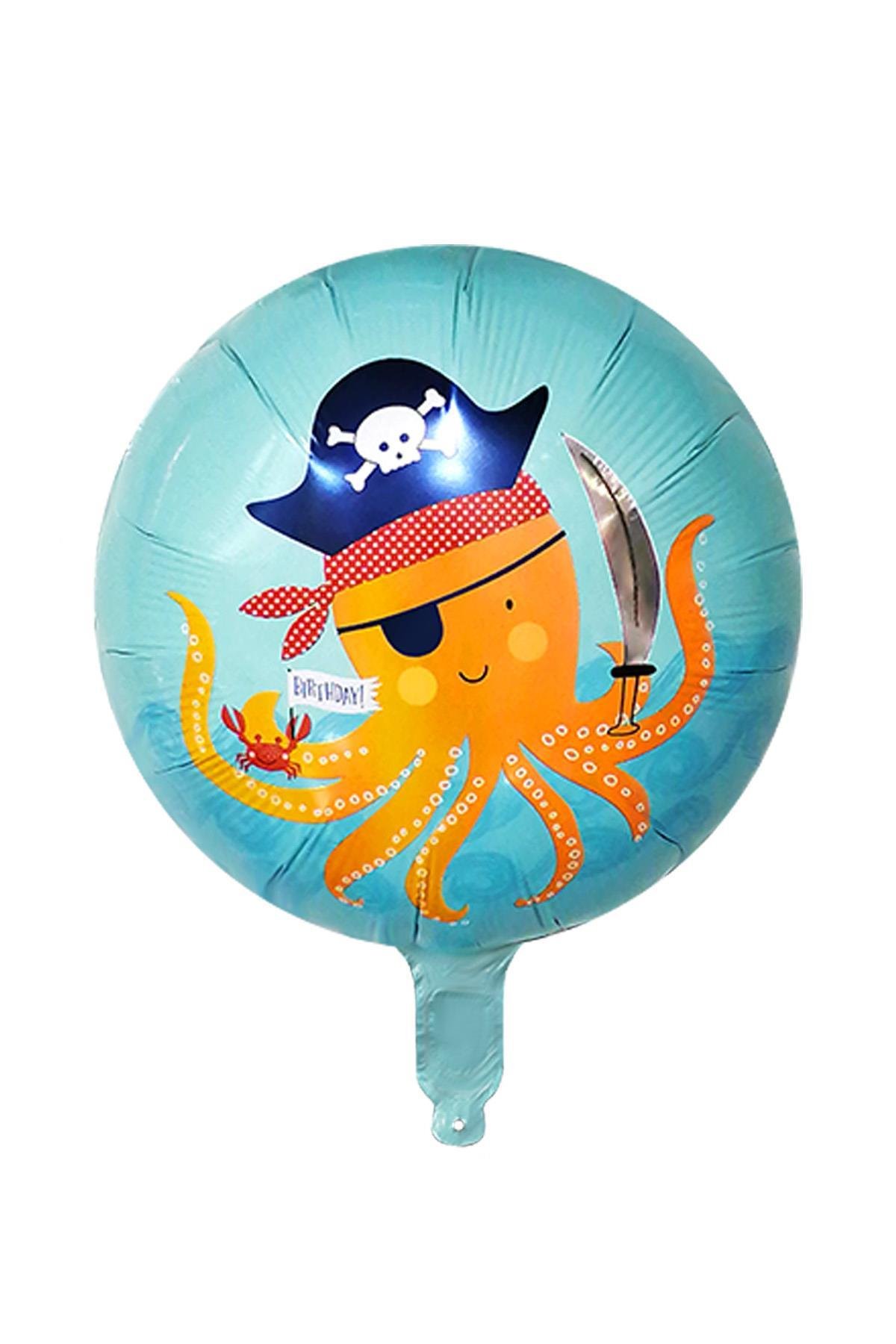 Köpek Balığı ve Ahtapot Balon 45X45 Cm Korsan Temalı Folyo Balon Set