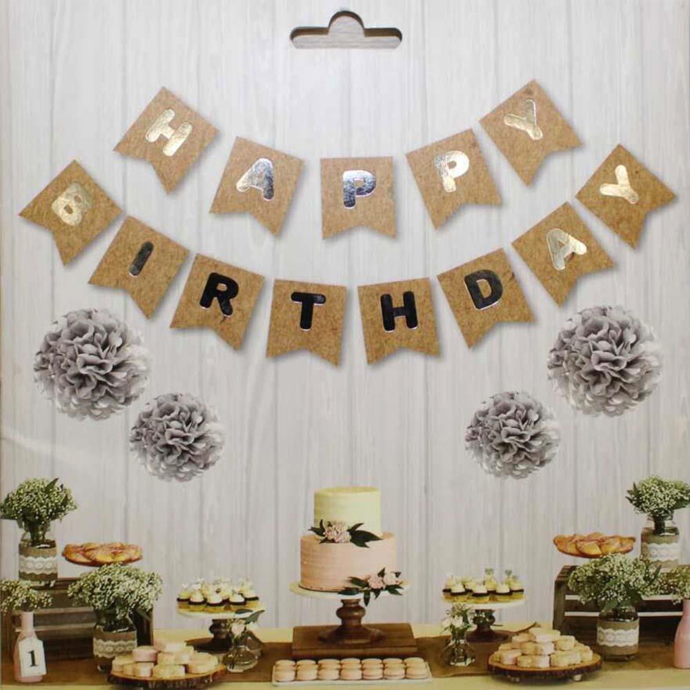 Kraft Zemin Happy Birthday Gümüş Banner