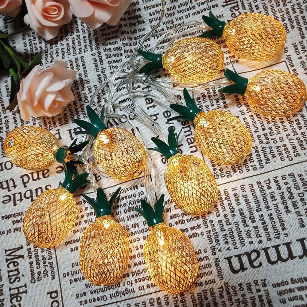 Led Işıklı Ananas Dizeleri 10'lu 3 metre Dekoratif Pilli Süsleme 