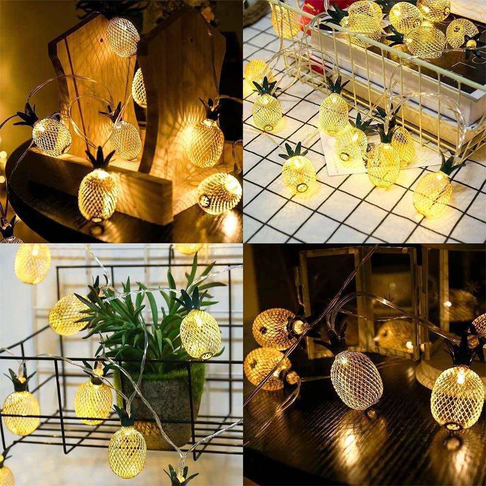 Led Işıklı Ananas Dizeleri 10'lu 3 metre Dekoratif Pilli Süsleme 