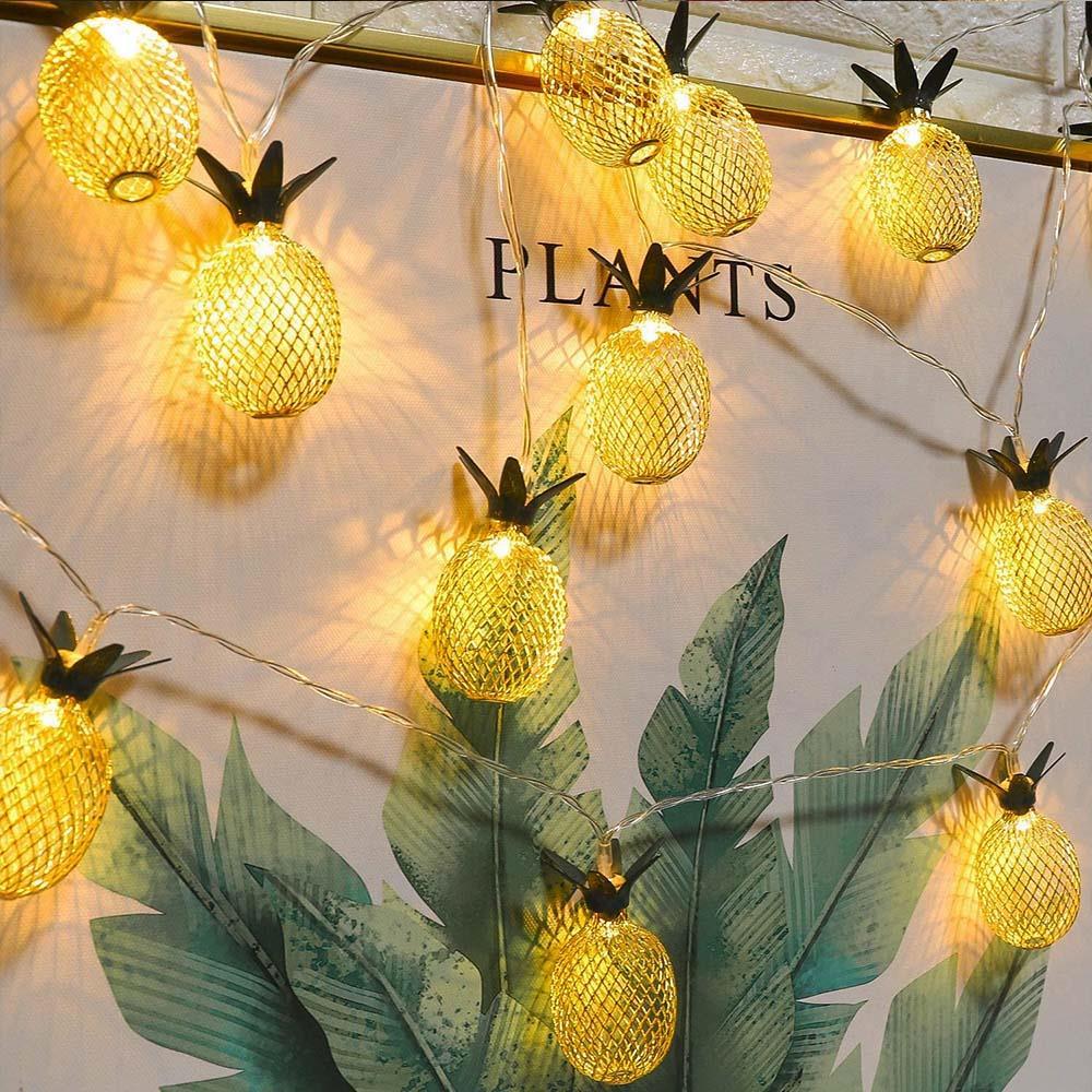 Led Işıklı Ananas Dizeleri 10'lu 3 metre Dekoratif Pilli Süsleme 