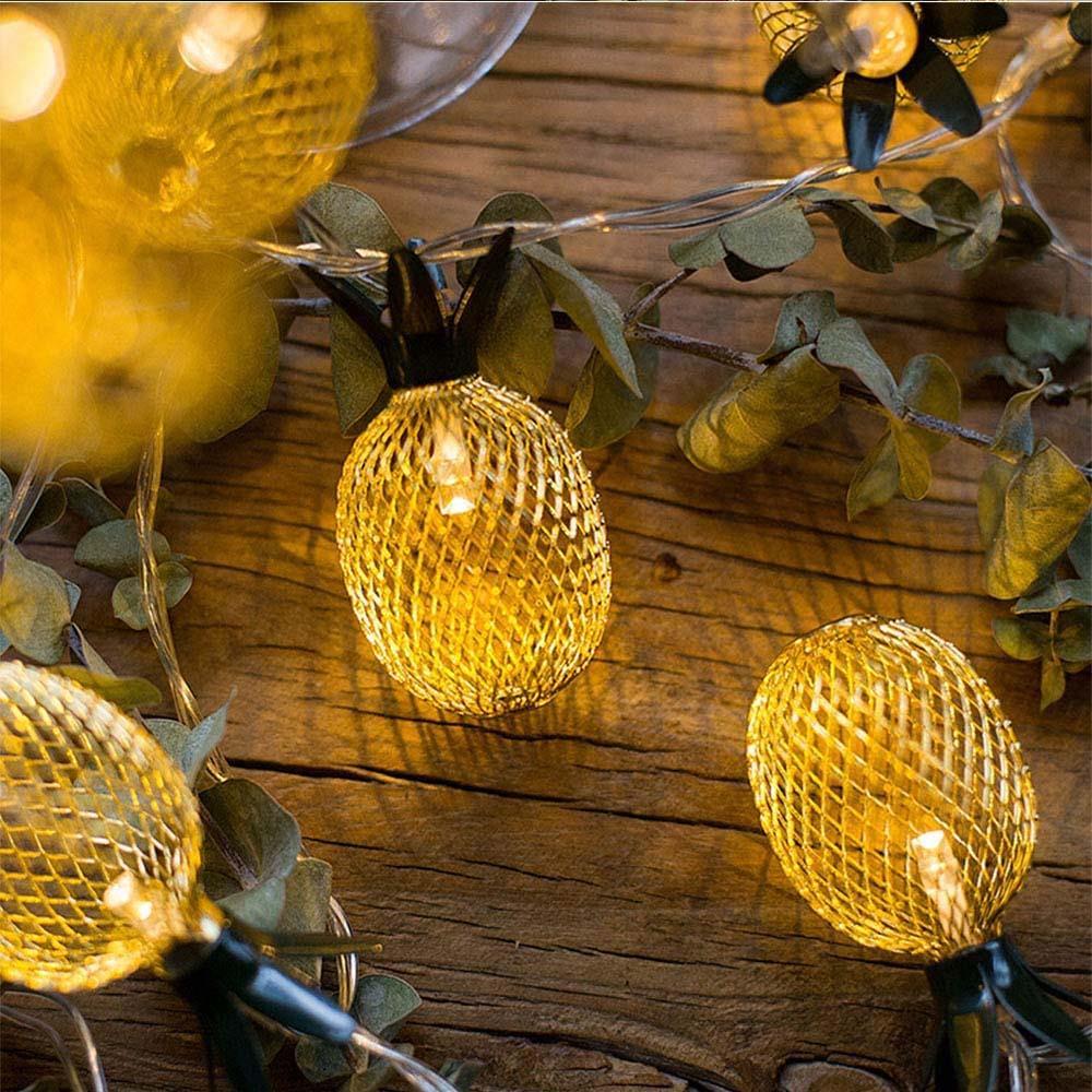 Led Işıklı Ananas Dizeleri 10'lu 3 metre Dekoratif Pilli Süsleme 