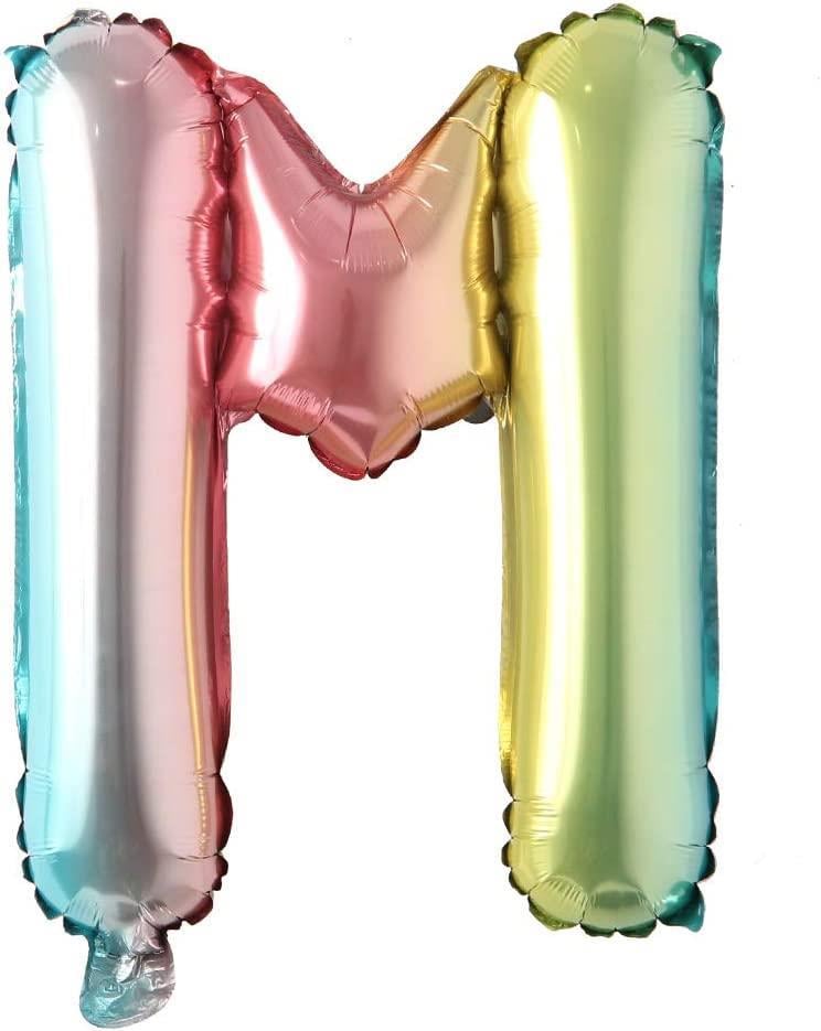 M Harf Gökkuşağı Folyo Balon16 İnç 36 cm