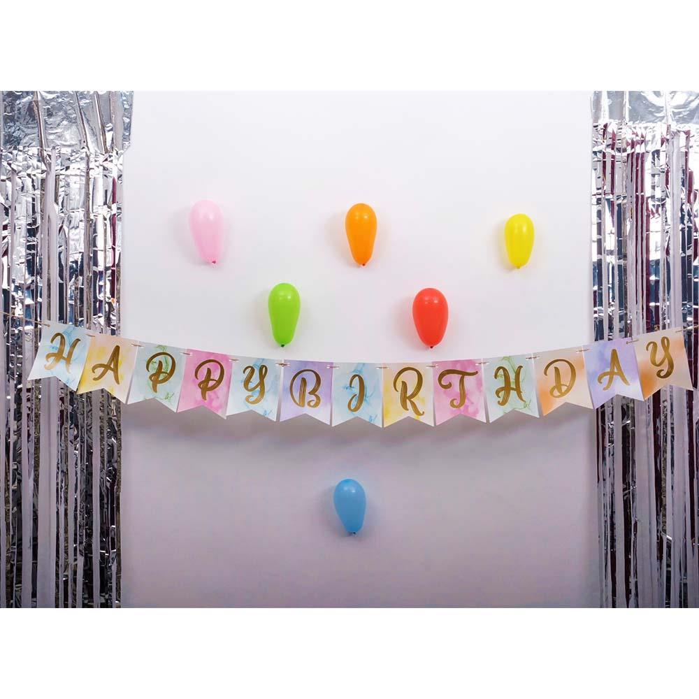 Makaron Zemin Happy Birthday Gold Banner