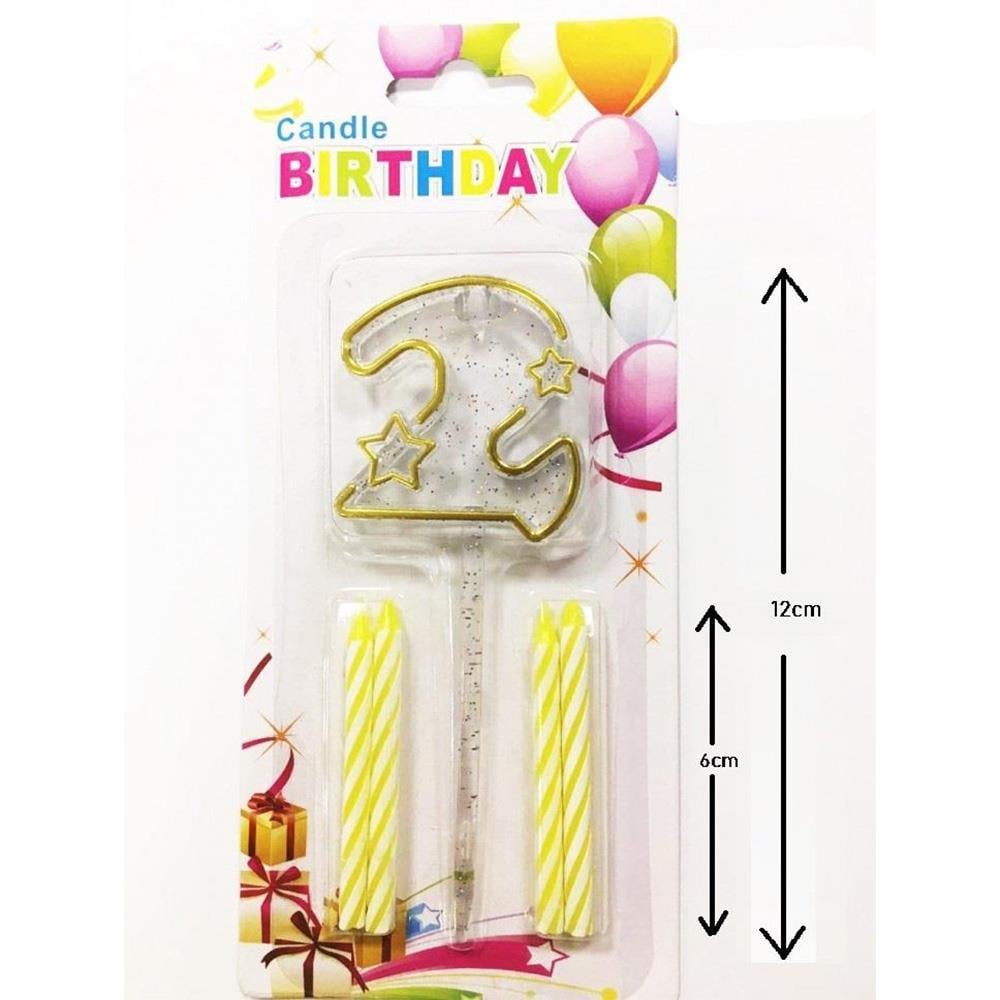 Mika Şeffaf 2 Rakam Gold Mum Set