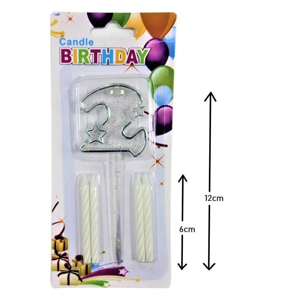 Mika Şeffaf 2 Rakam Gümüş Mum Set