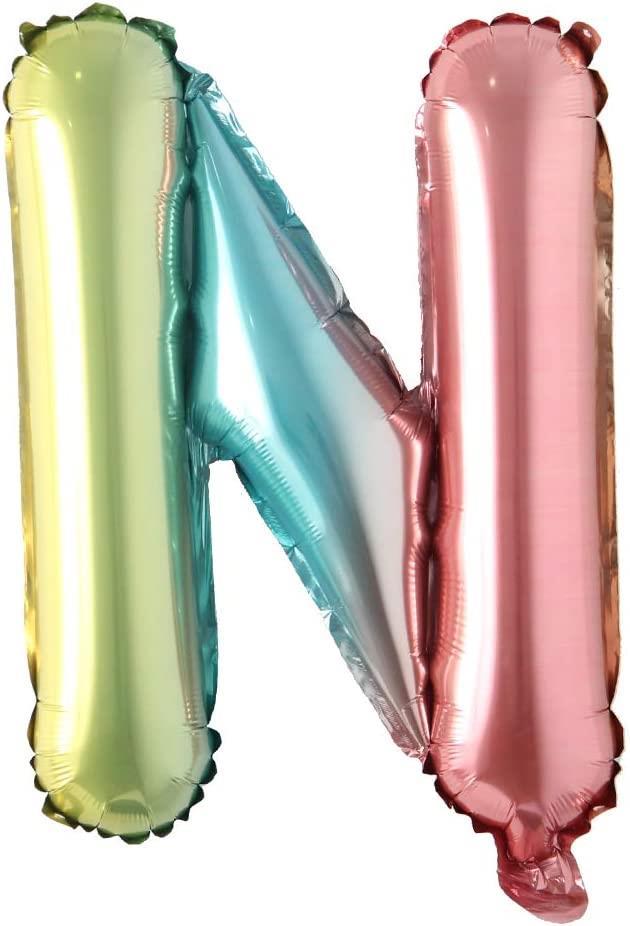 N Harf Gökkuşağı Folyo Balon16 İnç 36 cm