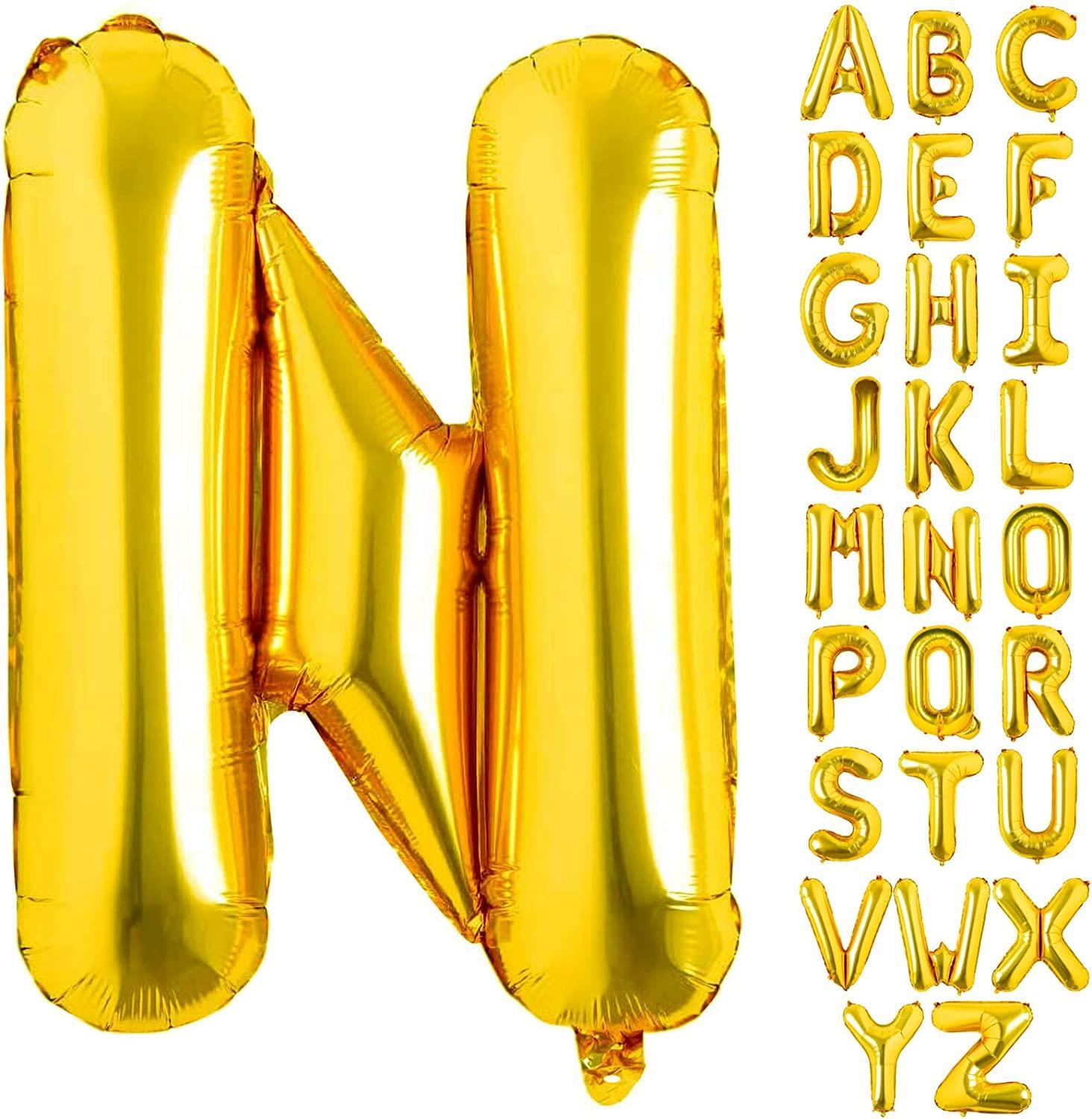 N Harf Gold Folyo Balon16 İnç 36 cm