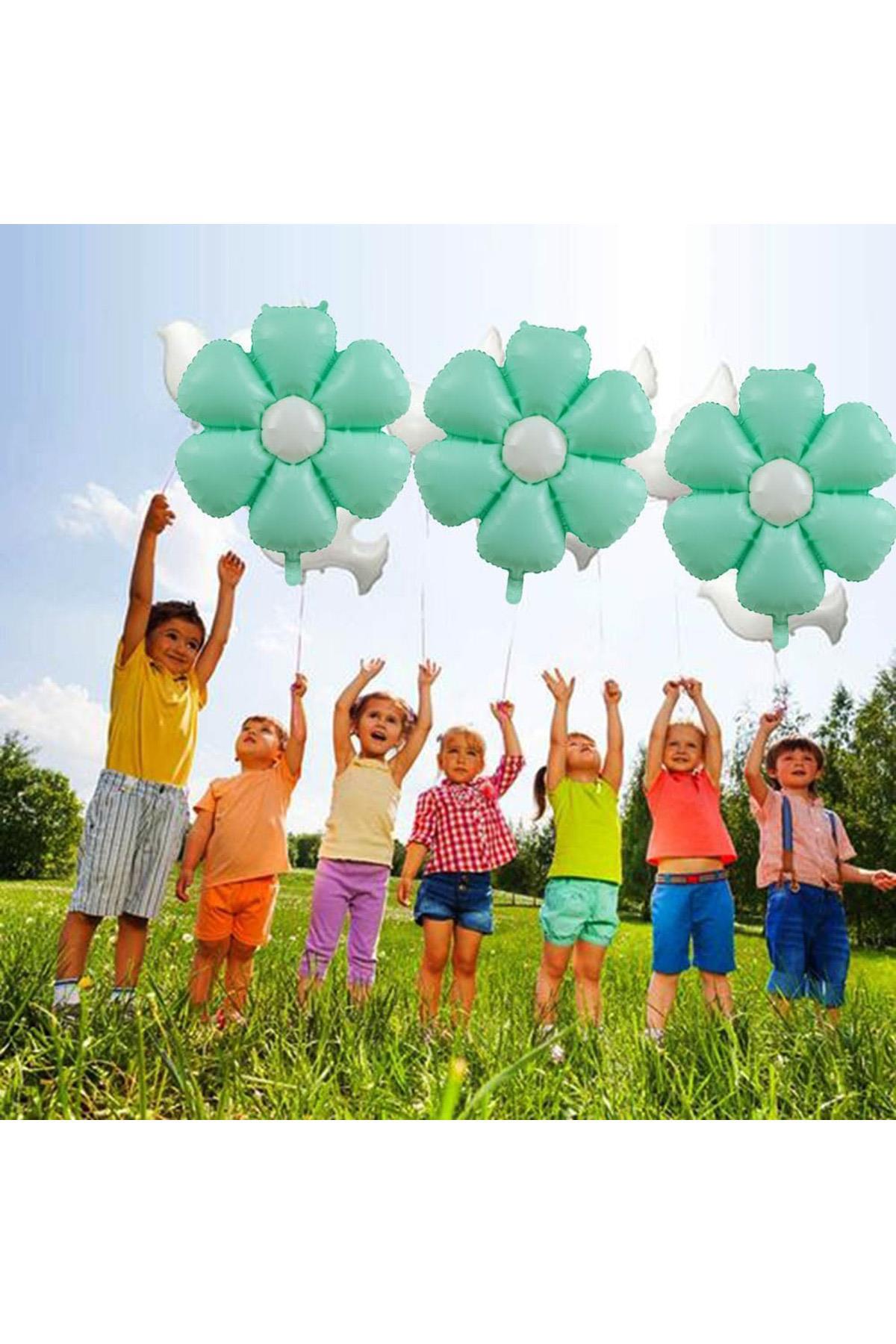 Papatya Folyo Balon 77x66 cm Makaron Su Yeşili Parti Kutlama Seti