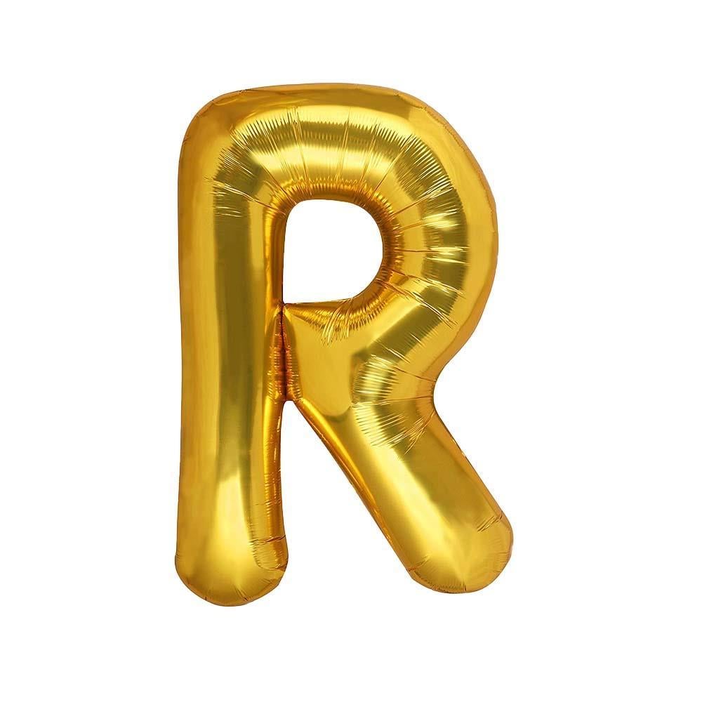 R Harf Gold Folyo Balon 32-34 Inc 82 cm