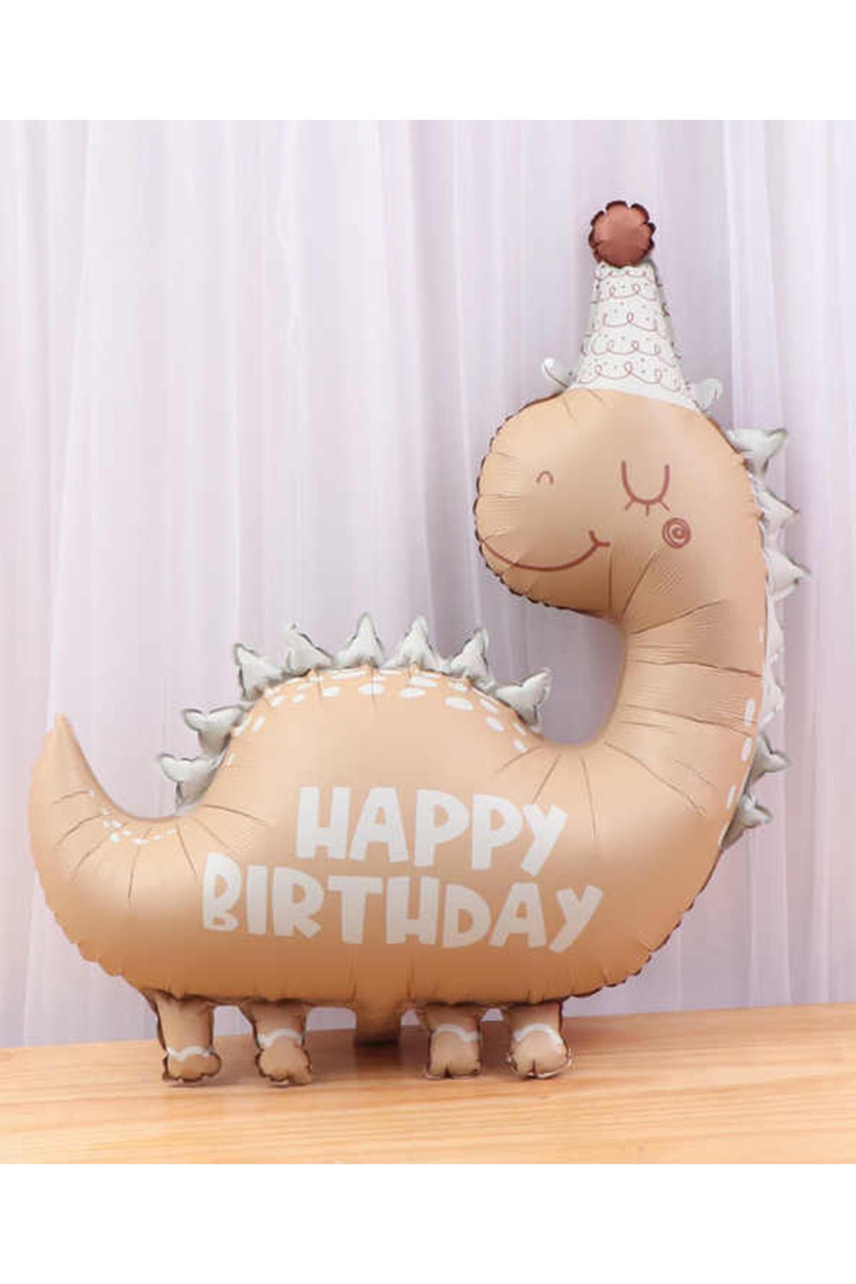 Retro Dinozor Folyo Balon Happy Birthday Yazılı Kukutelalı Dinazor Doğum Günü Balonu