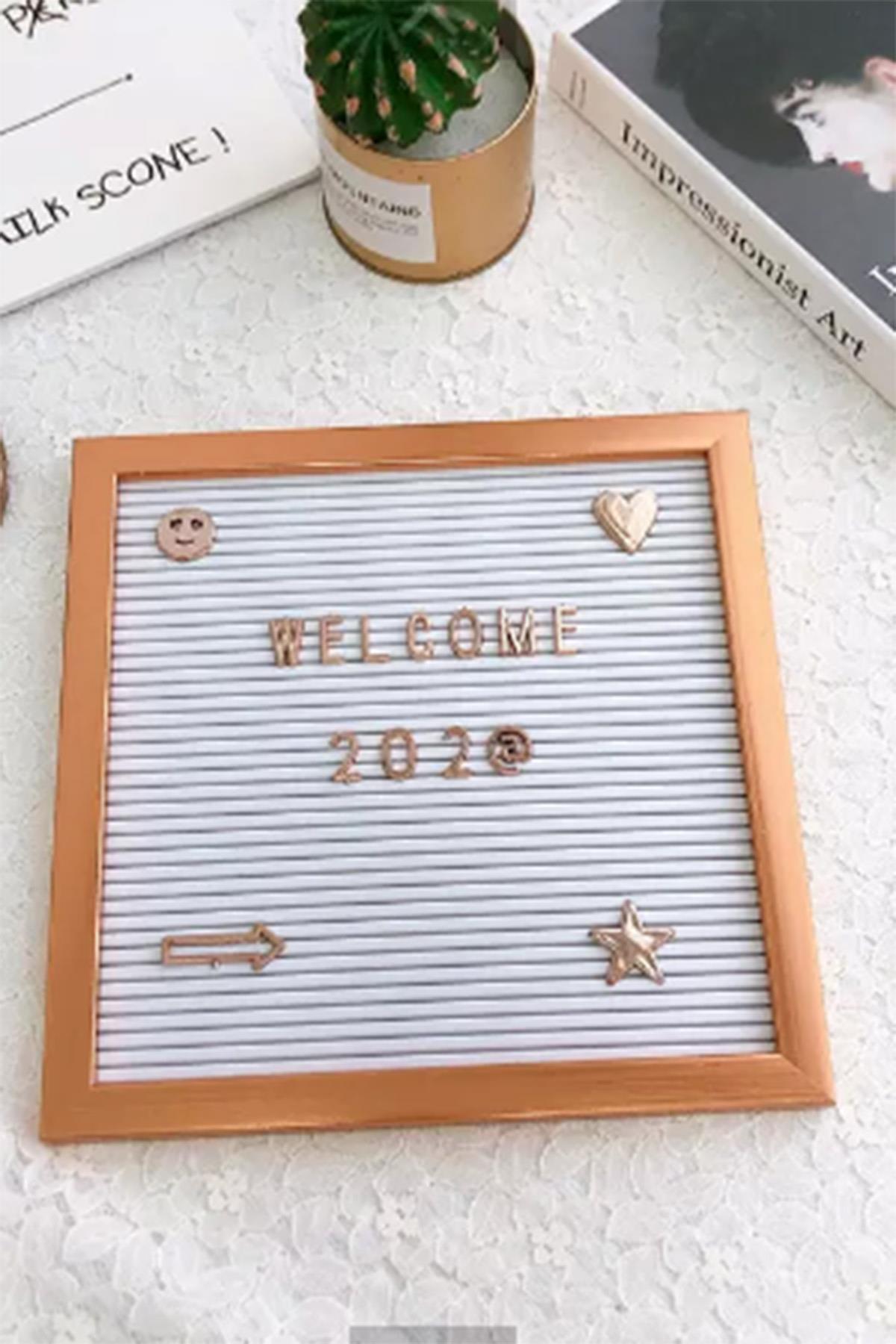 Rose Gold Yazı Panosu Mesaj Tahtası, Rose Gold Harf Seti