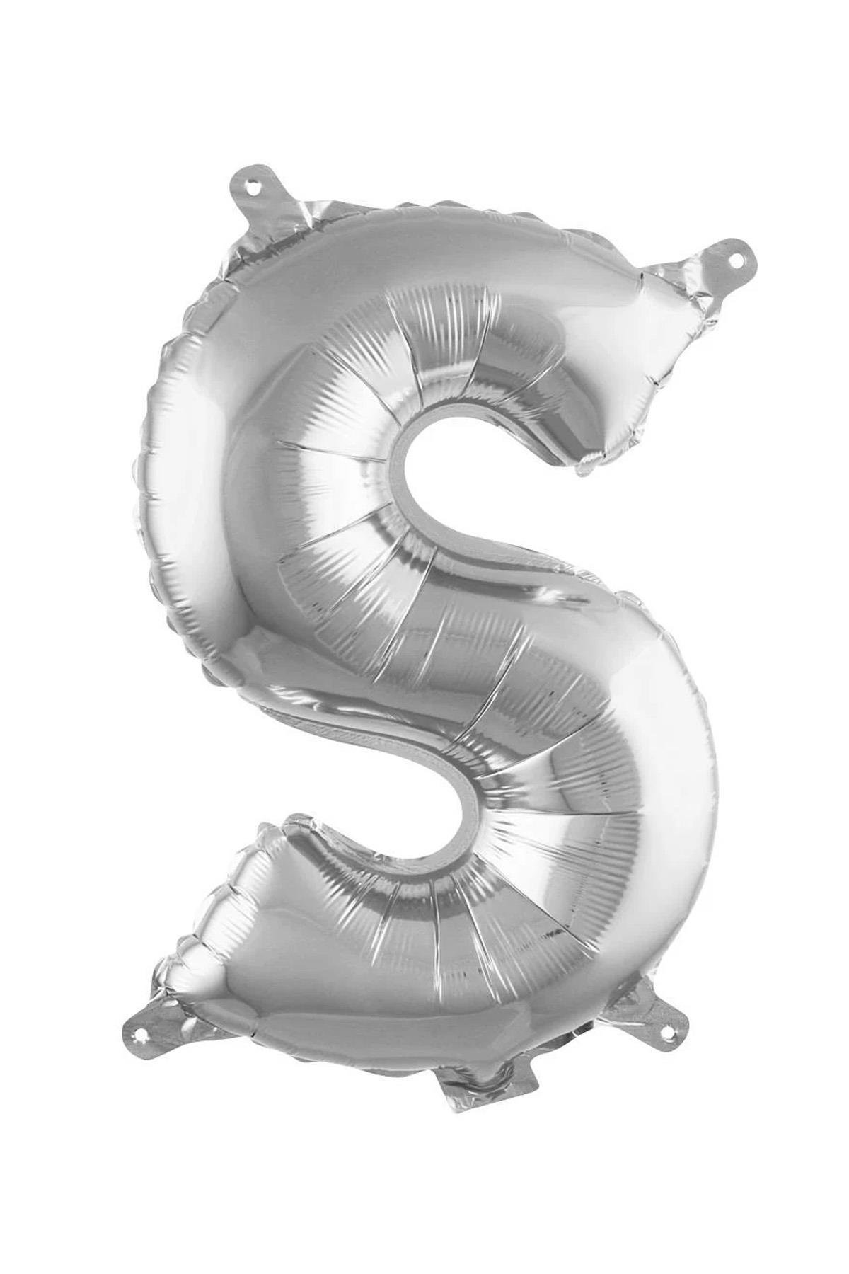 S Harf Gümüş Folyo Balon16 İnç 36 cm