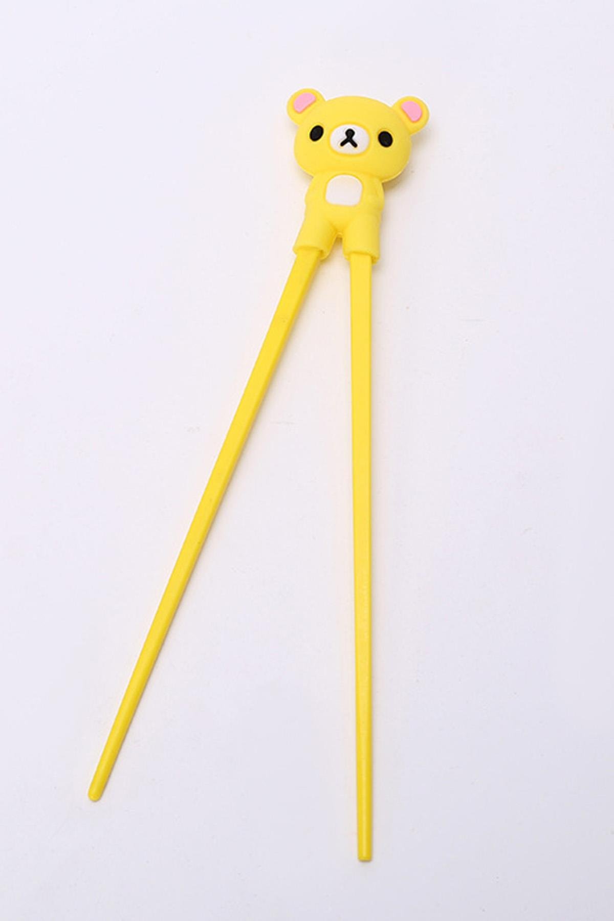 Sarı Renkli Chopstick Ve Chopstick Öğrenme Aparatı Beyaz